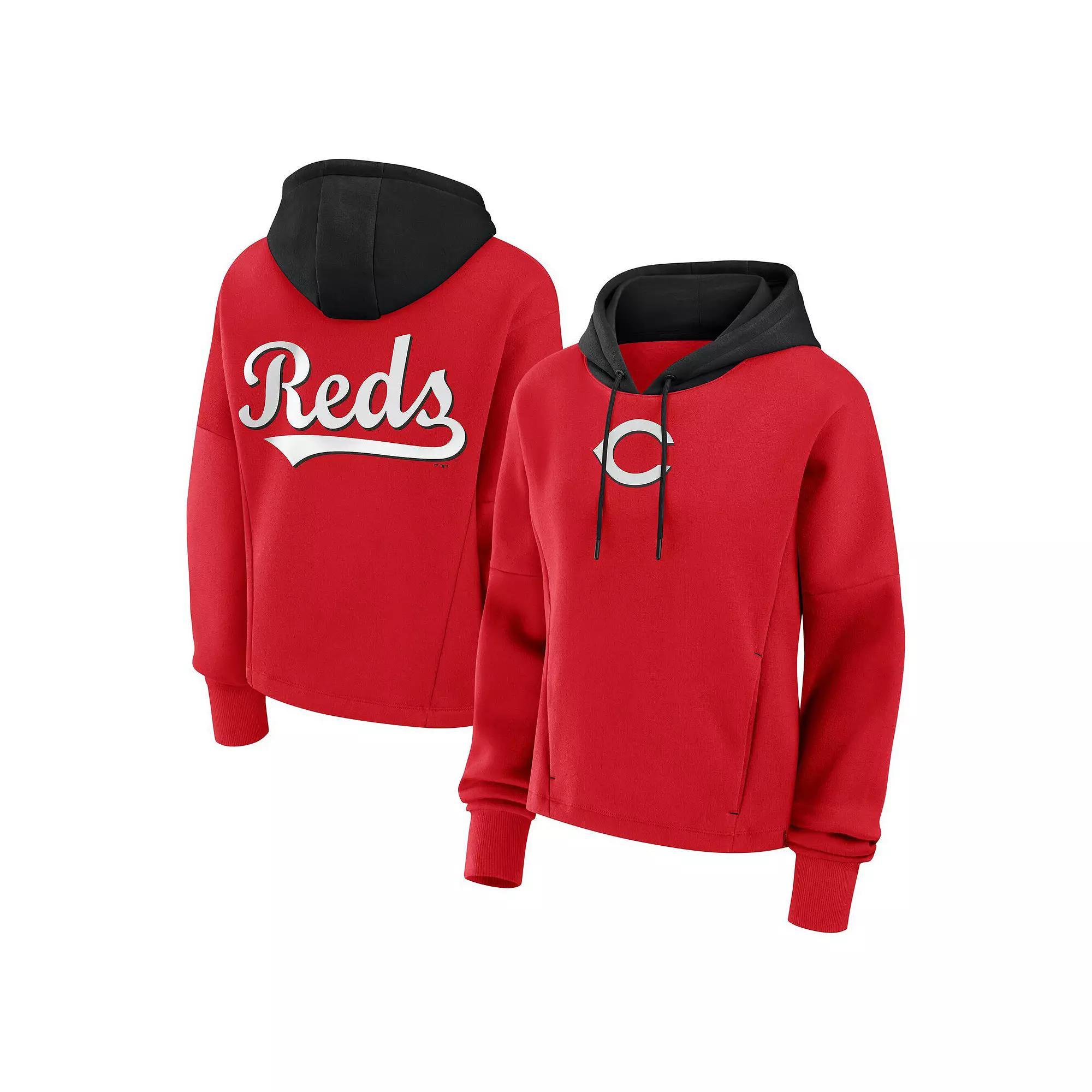 Women's Fanatics Red Cincinnati Reds Oversized High Hip Legacy Fleece Pullover Hoodie, Size: XL, Red Red Product Image