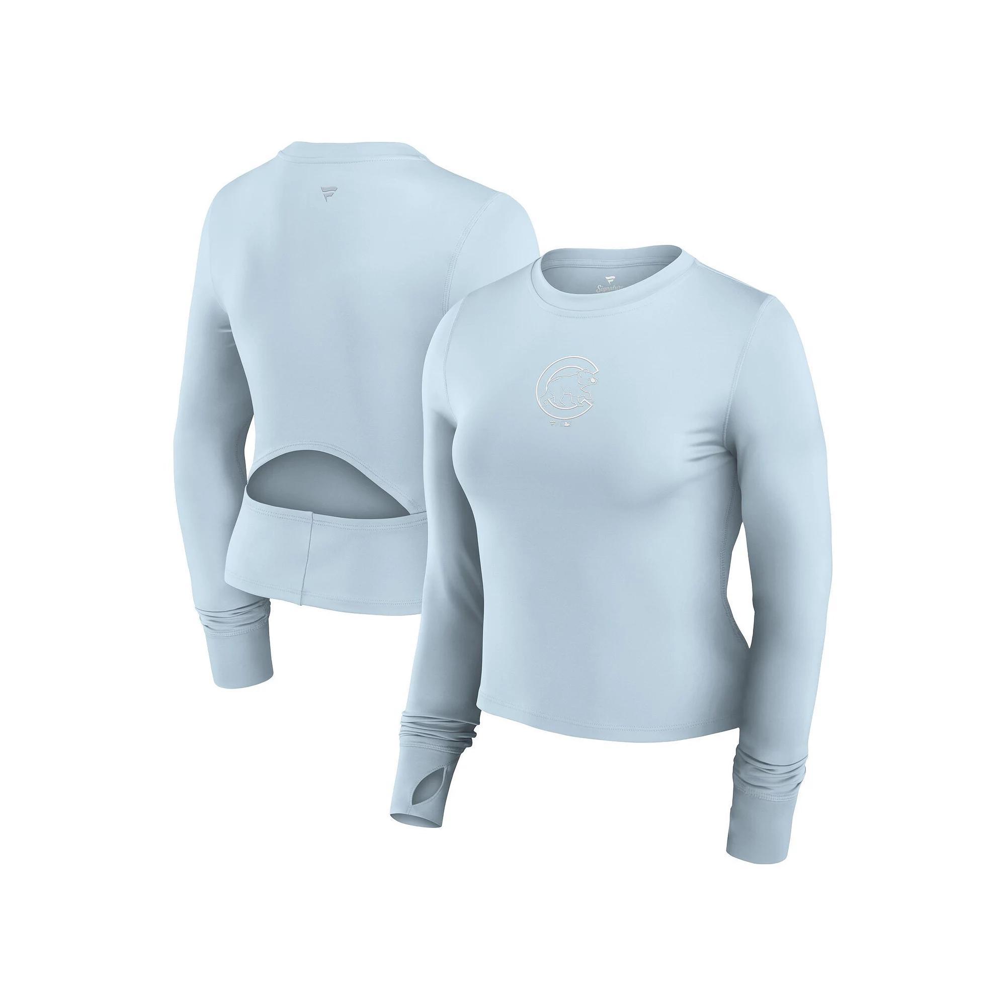 Women's Fanatics Signature Light Blue Los Angeles Dodgers Studio Fitted Long Sleeve Gym Top, Size: Large Product Image