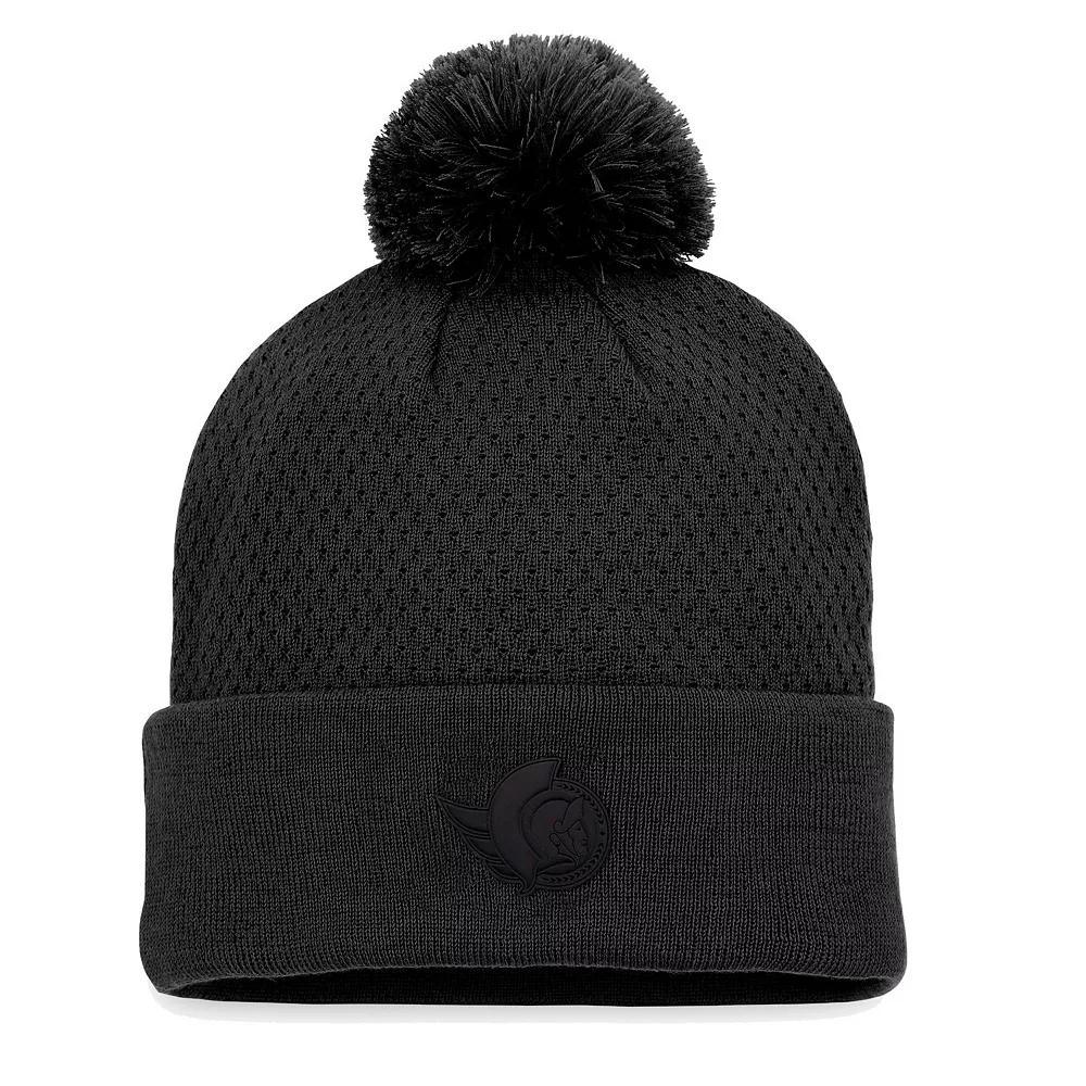 Women's Fanatics Branded Black Philadelphia Flyers Authentic Pro Road Cuffed Knit Hat with Pom, Fly Black Product Image