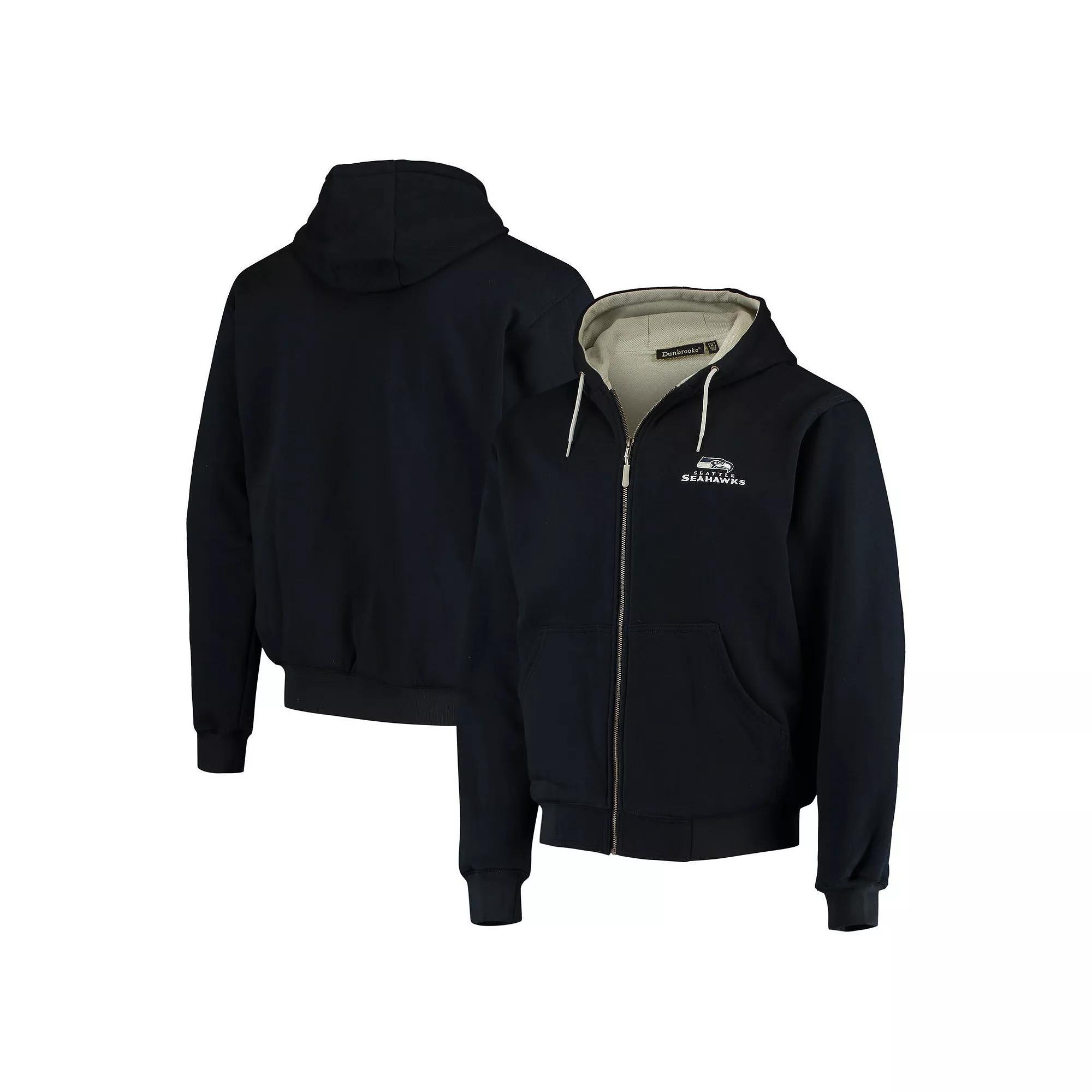 Men's Dunbrooke Navy Seattle Seahawks Craftsman Thermal-Lined Full-Zip Hoodie, Size: 5XL, Blue Product Image