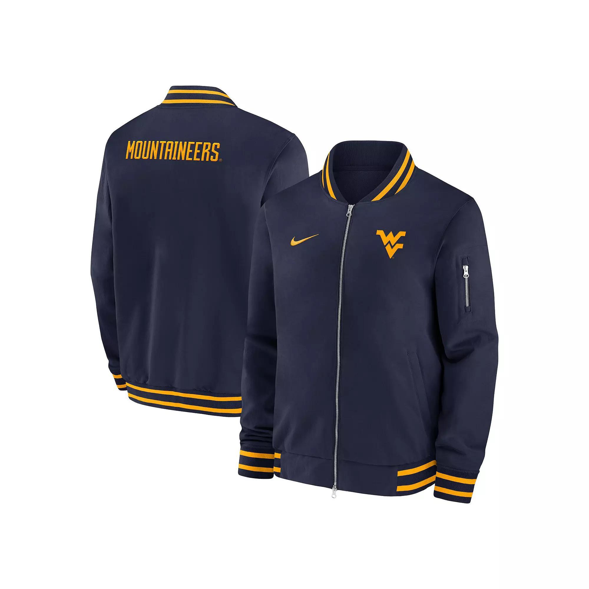 Men's Nike Navy West Virginia Mountaineers 2024 Sideline Full-Zip Bomber Jacket, Size: Medium, Blue Product Image