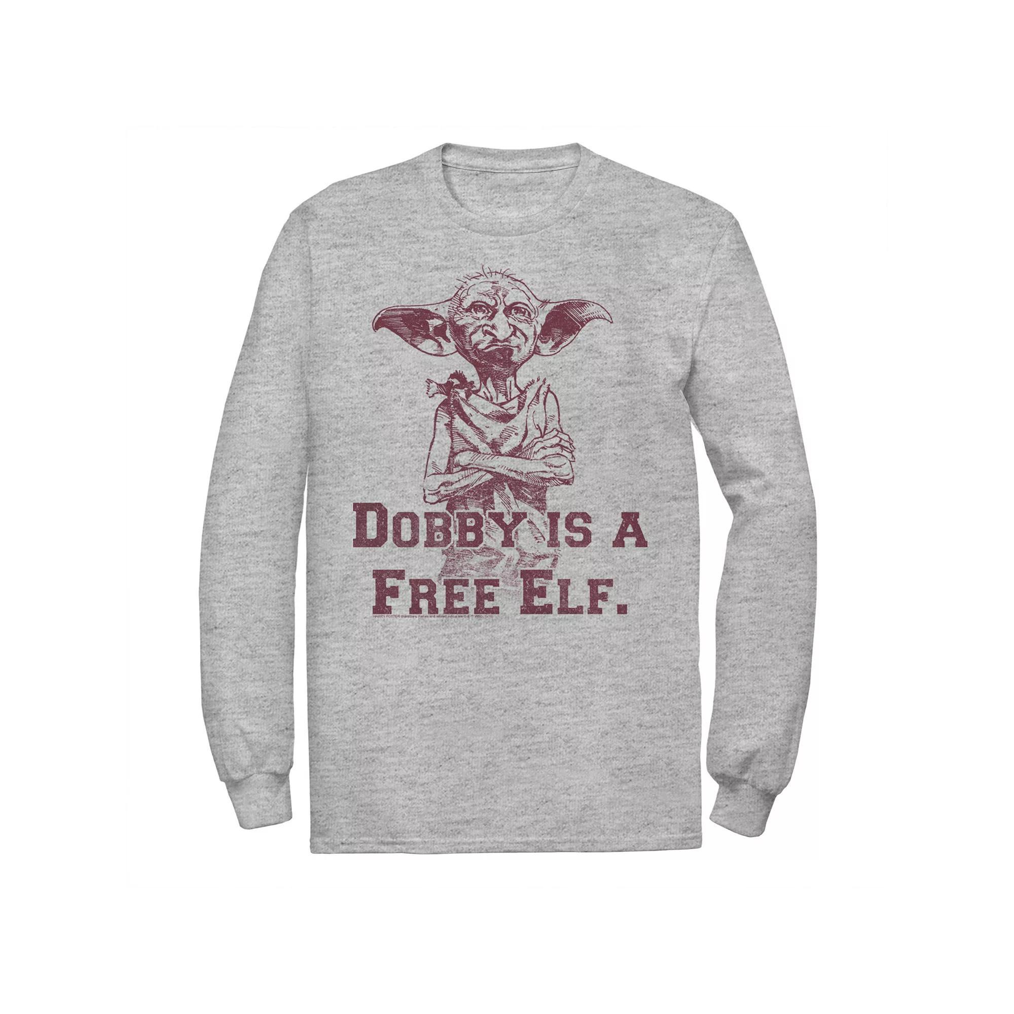 Men's Harry Potter Dobby Is A Free Elf Sketch Long Sleeve Graphic Tee, Size: XXL, Athletic Grey Product Image