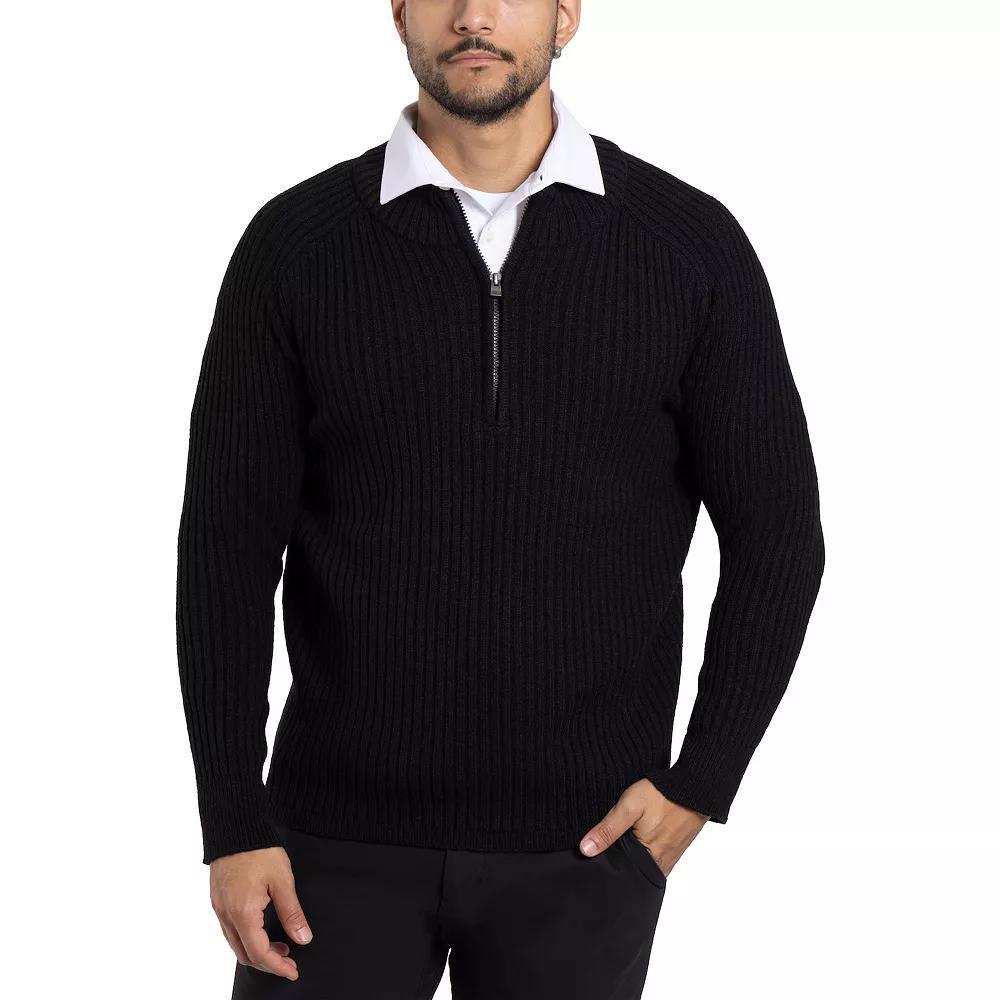 Men's Xray Ribbed Quarter-Zip Sweater, Size: Large, Black Product Image