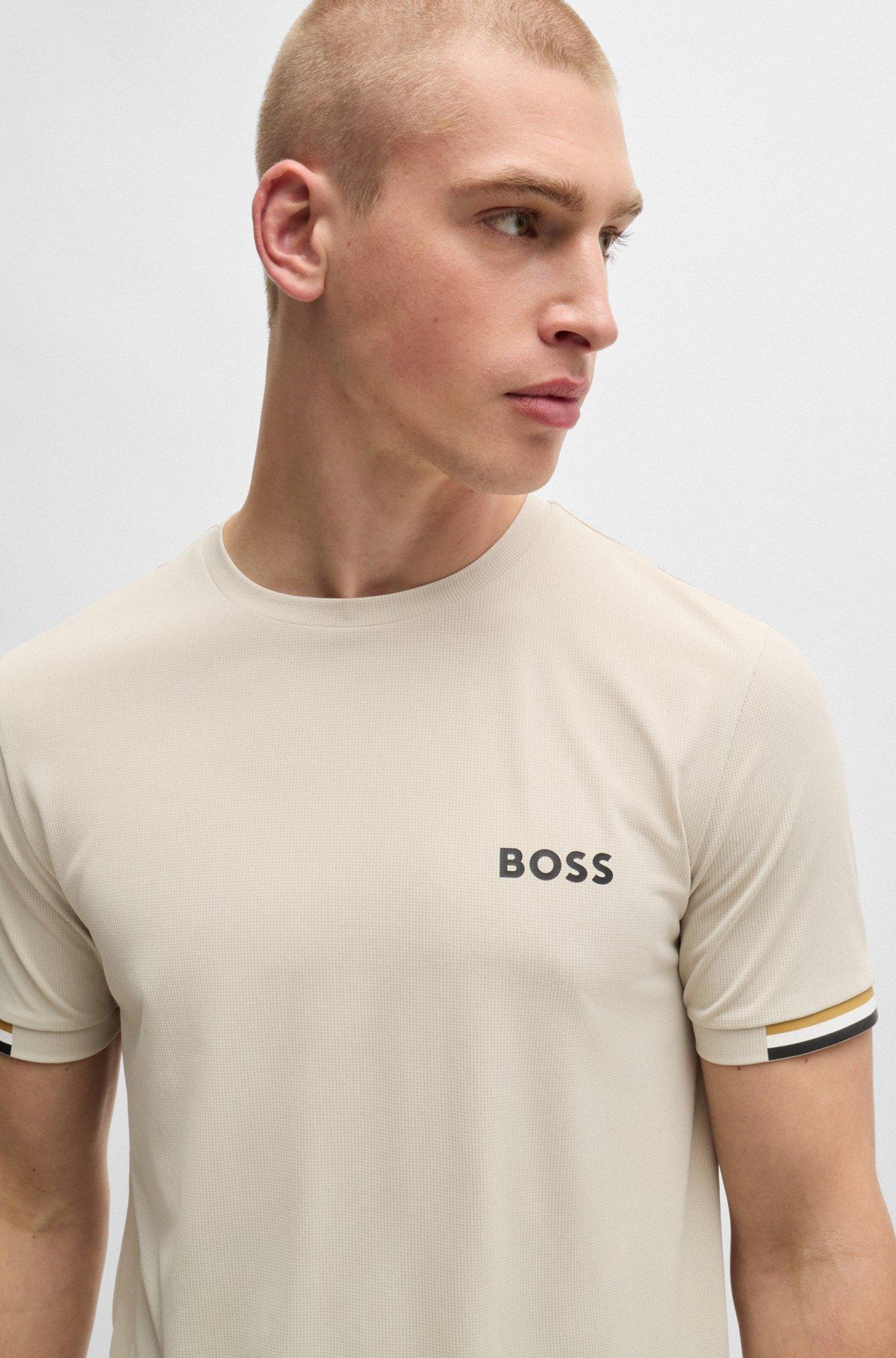 BOSS x Matteo Berrettini waffle-fabric T-shirt with signature-stripe artwork Product Image