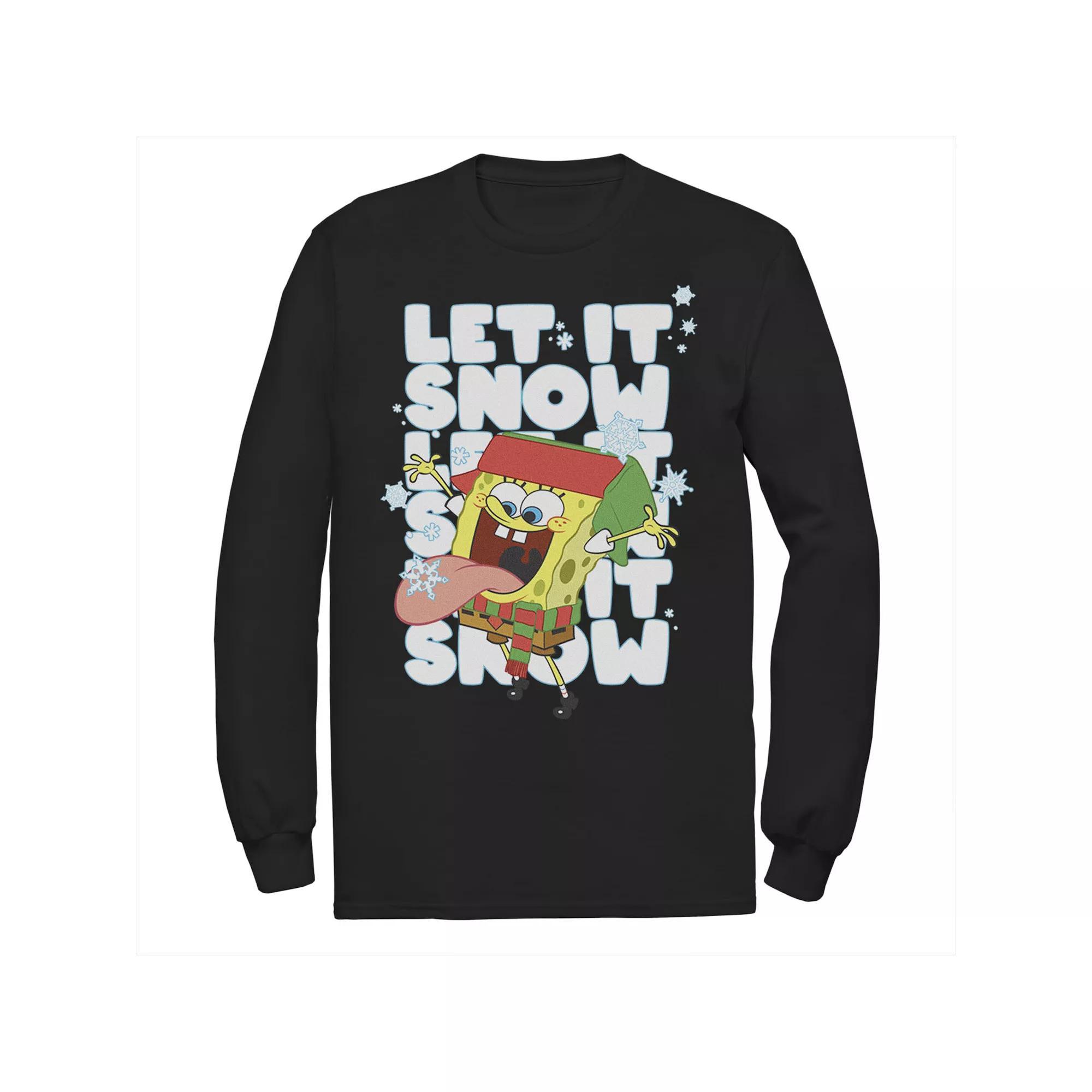 Mens Nickelodeon Spongebob Squarepants Let It Snow Let It Snow Let It Snow Long Sleeve Graphic Tee Blue Product Image