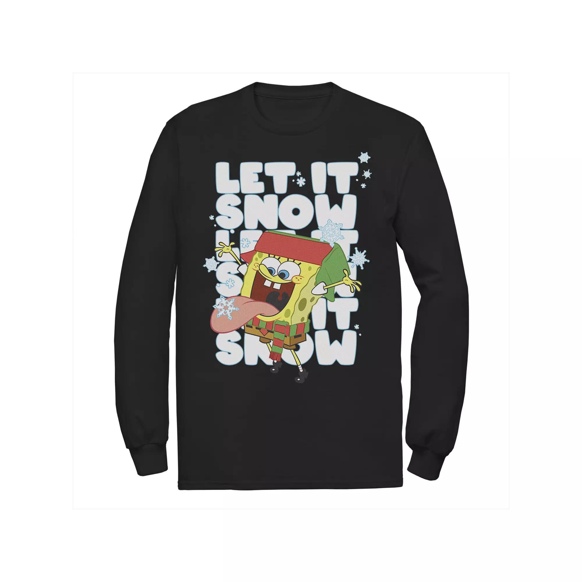 Mens Nickelodeon Spongebob Squarepants Let It Snow Let It Snow Let It Snow Long Sleeve Graphic Tee Blue Product Image