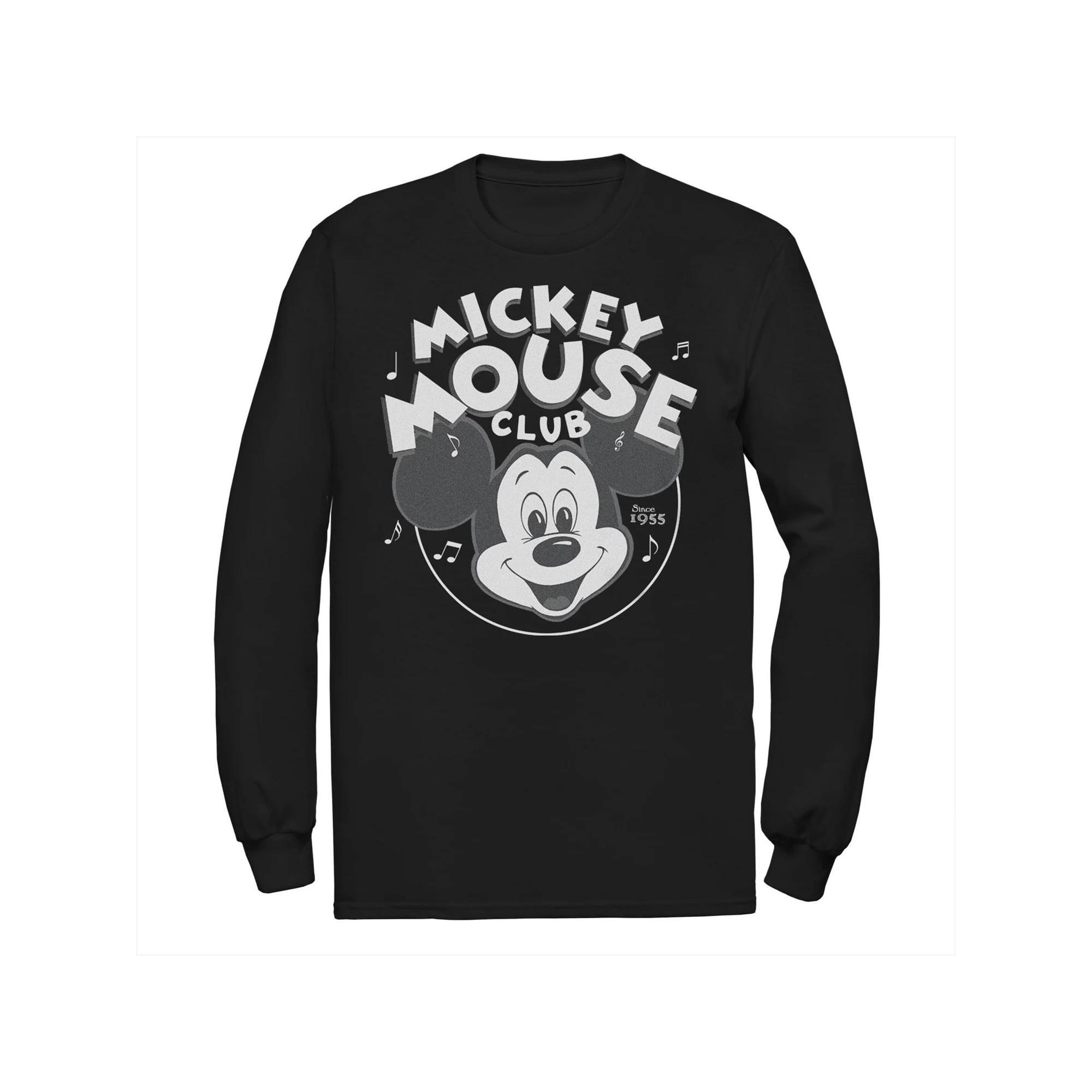 Disney's Mickey Mouse Big & Tall Mickey Mouse Club Badge Long Sleeve Graphic Tee, Men's, Size: Large Tall, Black Product Image