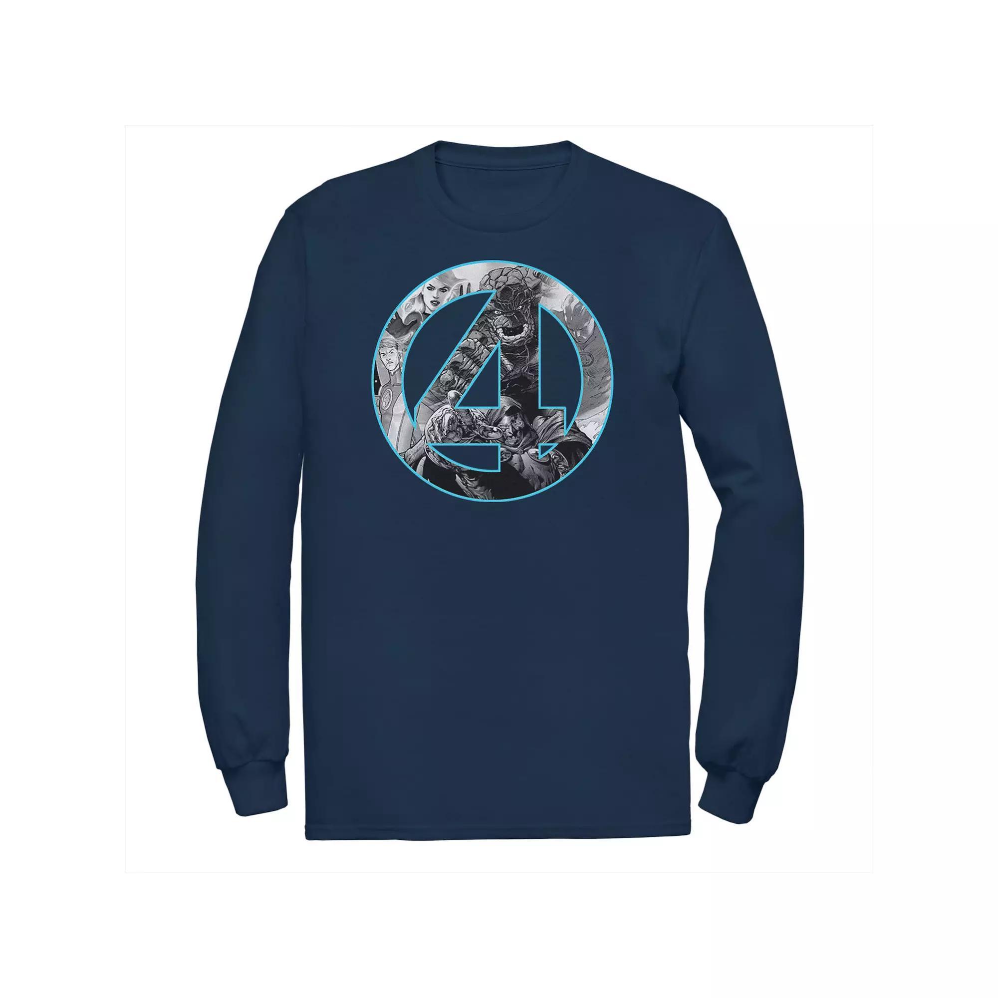Men's Marvel Fantastic Four Comic Fill Center Chest Logo Tee, Size: Large, Blue Product Image