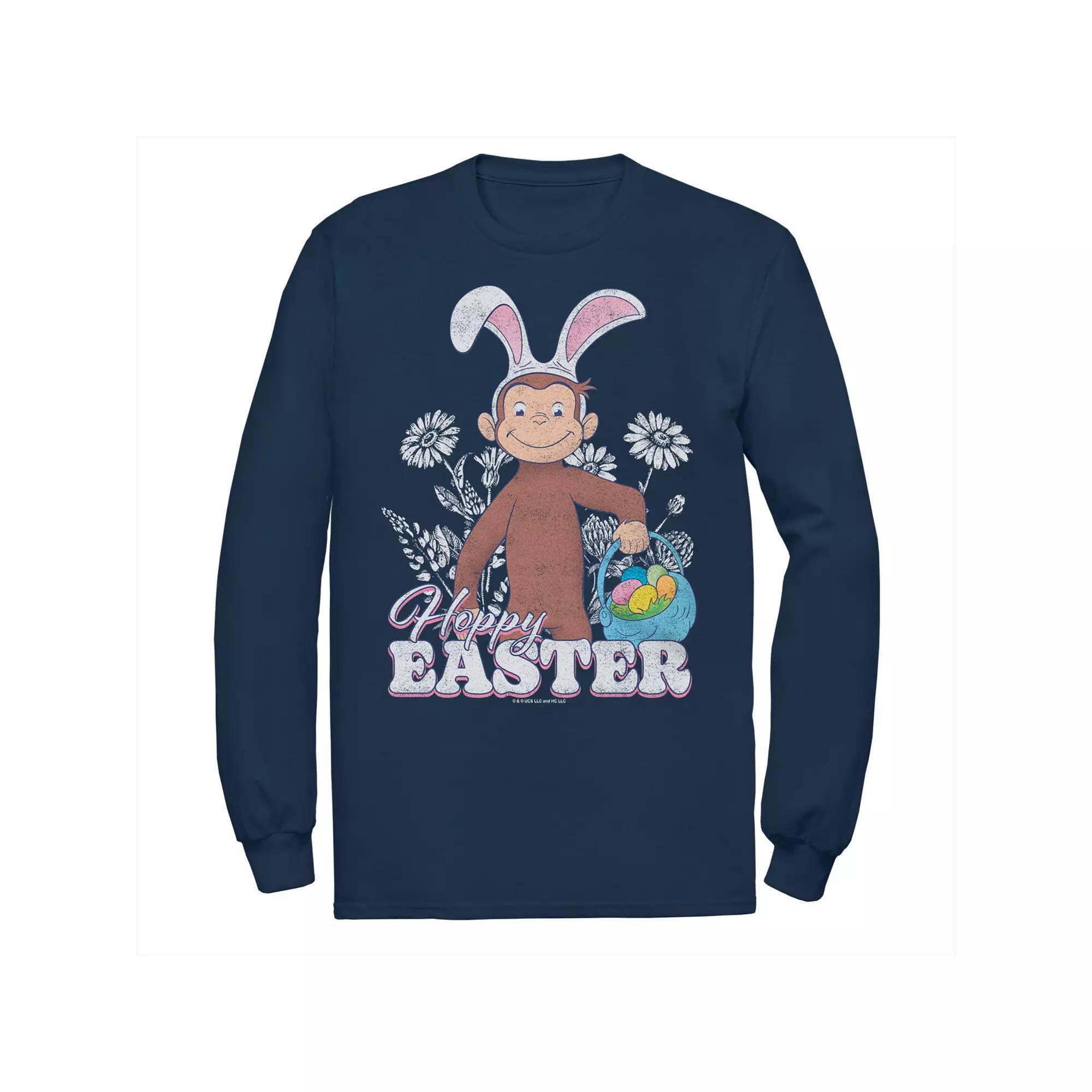 Big & Tall Curious George Bunny Ears And Easter Eggs Graphic Tee, Men's, Size: 3XL Tall, Blue Product Image
