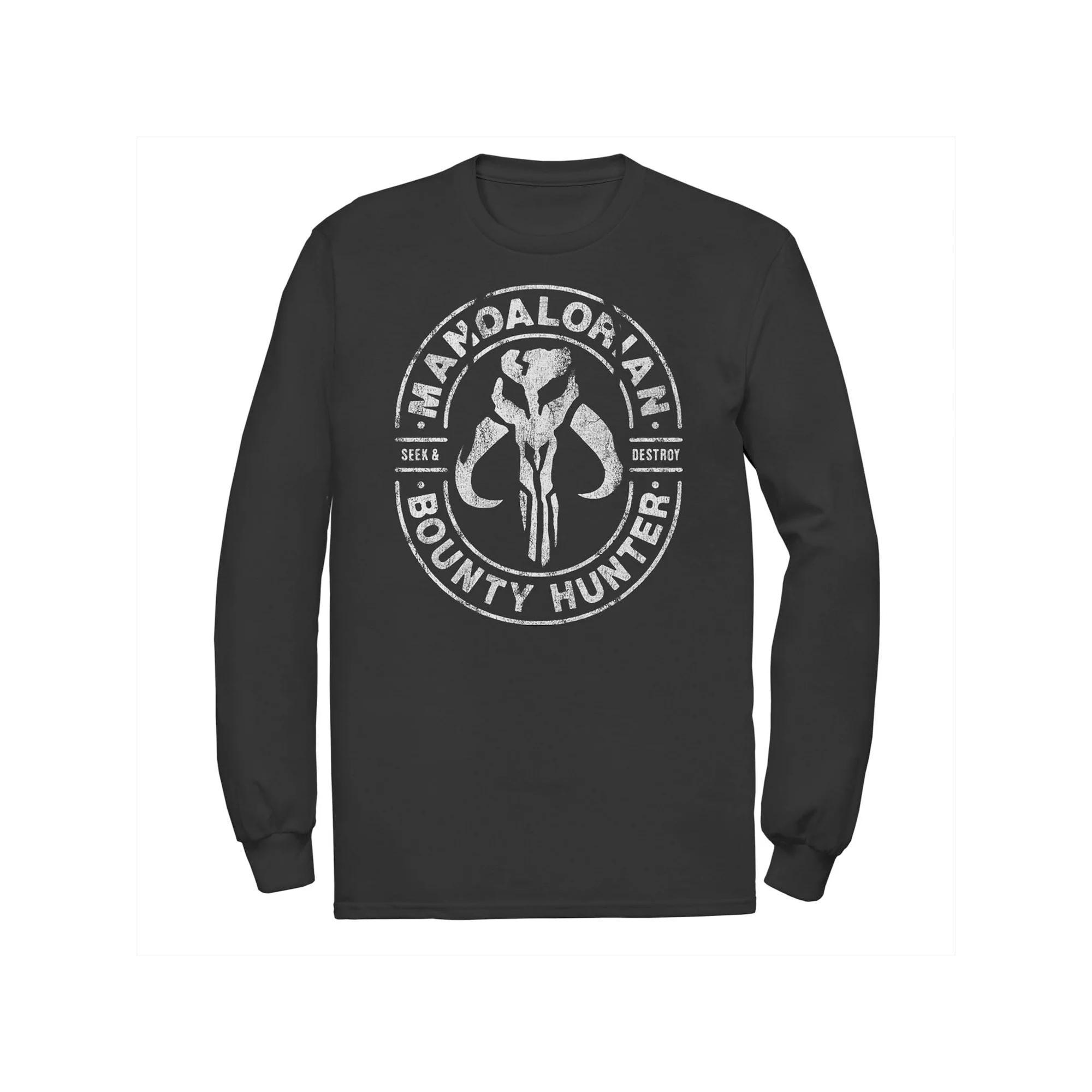 Mens Star Wars The Mandalorian Seek & Destroy Stamp Long Sleeve Graphic Tee Product Image