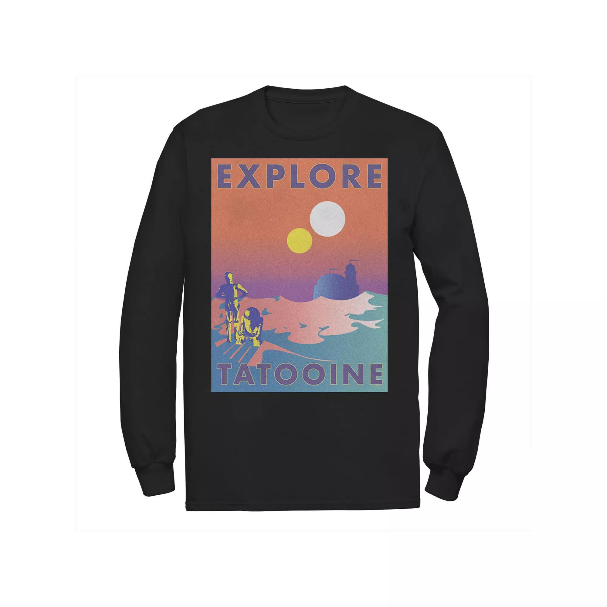 Men's Star Wars Explore Tatooine Faded Retro C-3PO & R2-D2 Poster Tee, Size: XXL, White Product Image