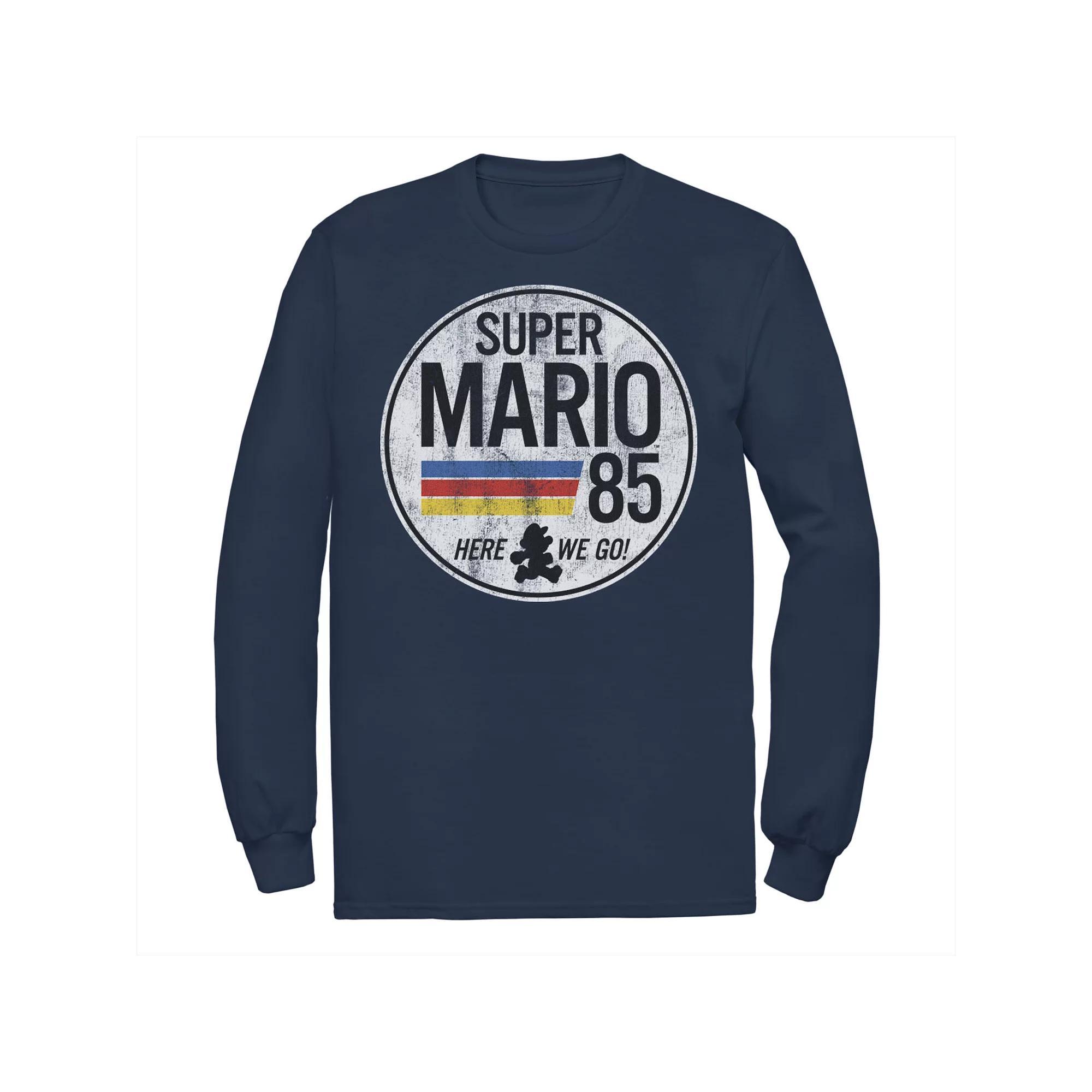 Men's Nintendo Super Mario Here We Go '85 Retro Vintage Tee, Size: XXL, Blue Product Image