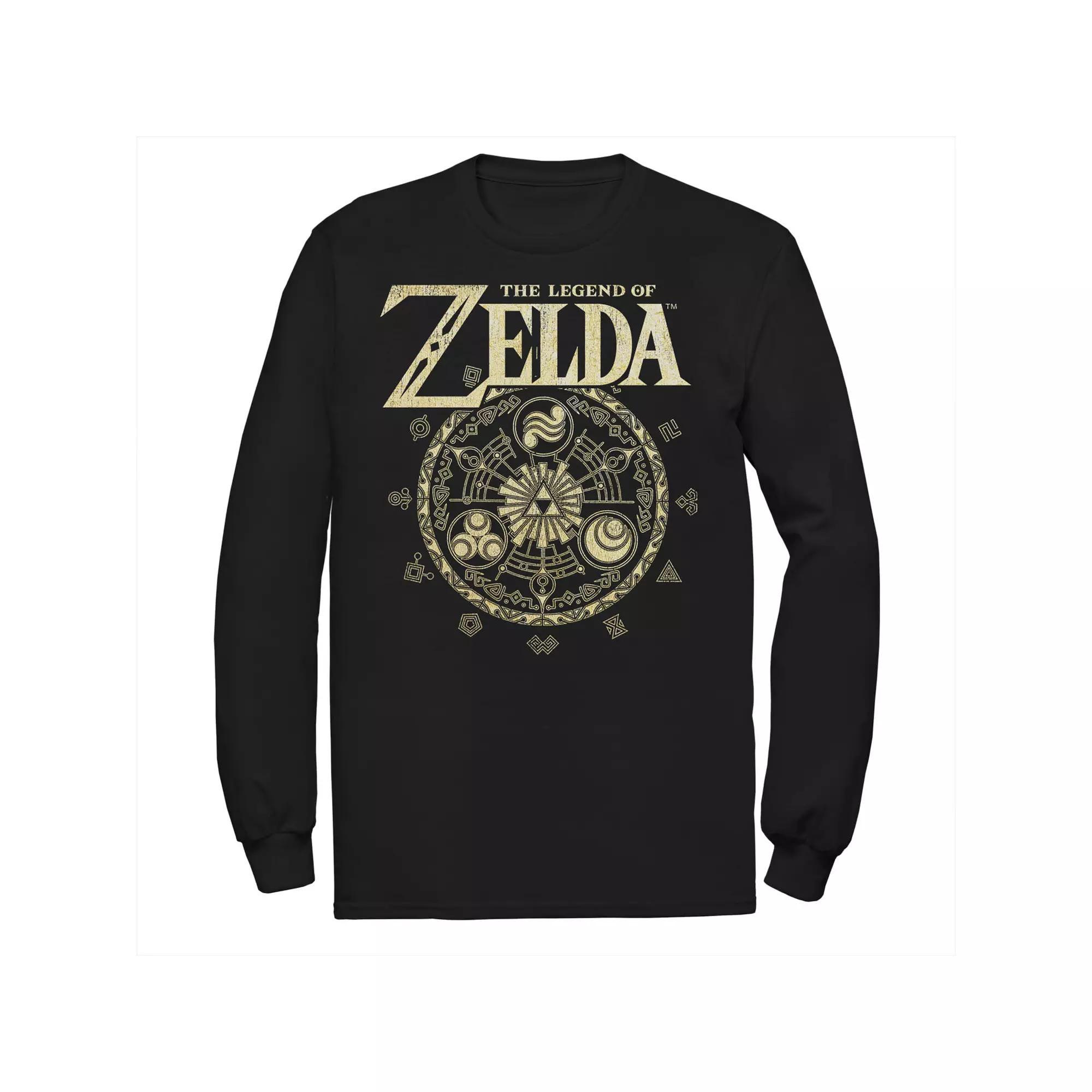Big & Tall The Legend Of Zelda Spiritual Elements Long Sleeve Graphic Tee, Men's, Size: 3XL Tall, Black Product Image