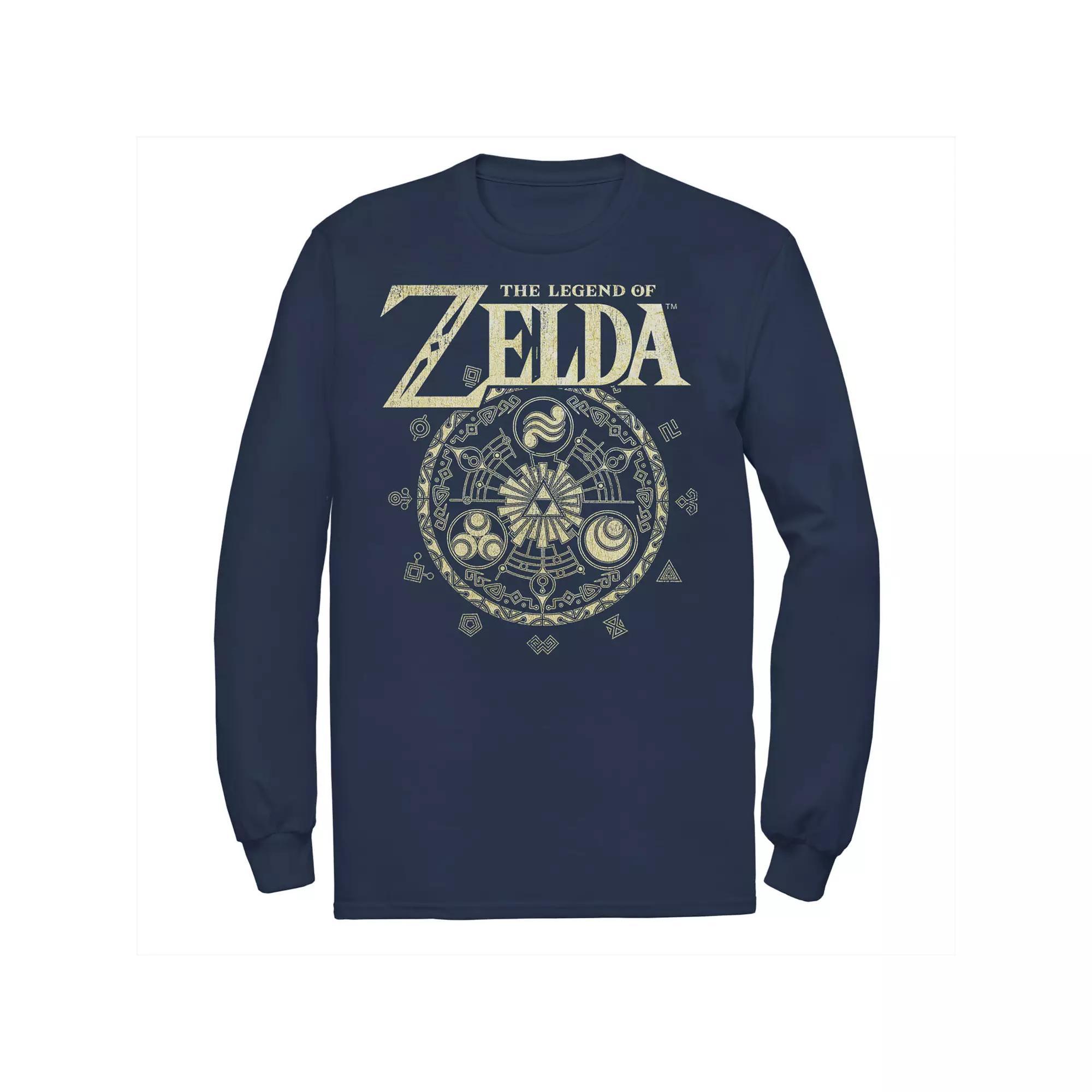 Big & Tall The Legend Of Zelda Spiritual Elements Long Sleeve Graphic Tee, Men's, Size: 3XL Tall, Black Product Image