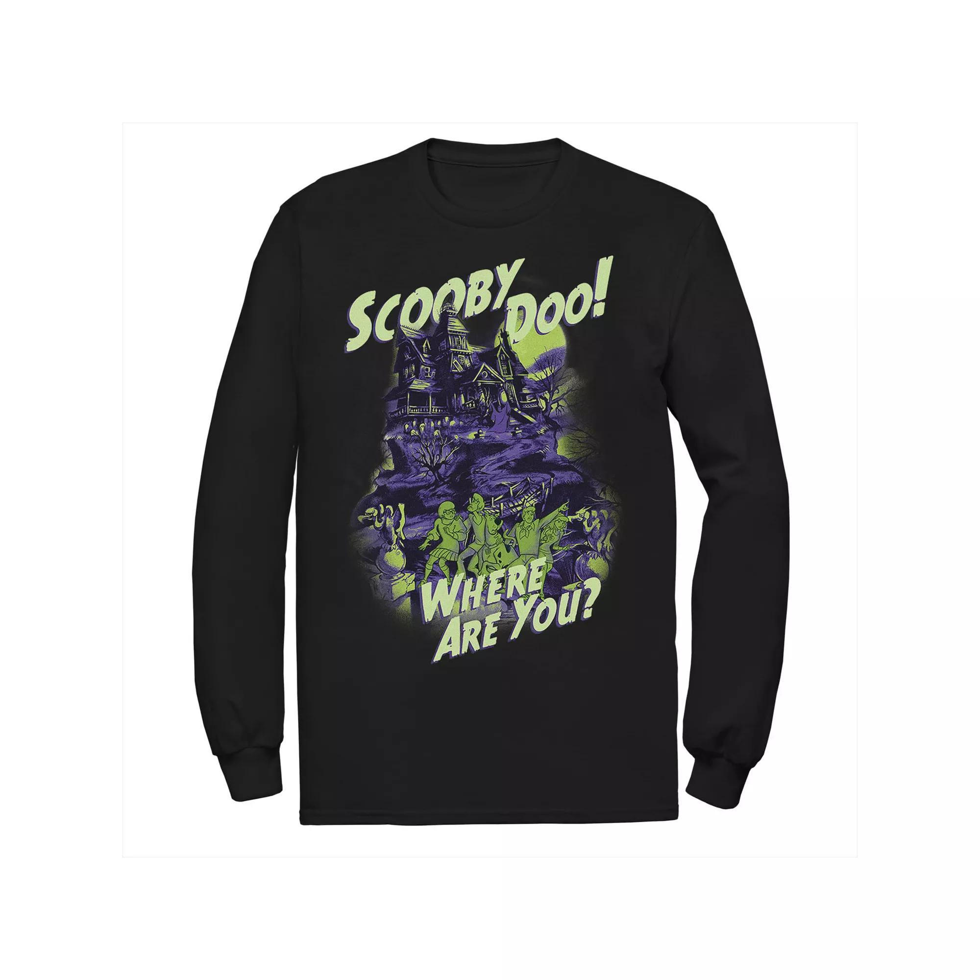 Big & Tall Scooby-Doo Where Are You Mystery Gang Spooky House Long Sleeve Graphic Tee, Mens Product Image