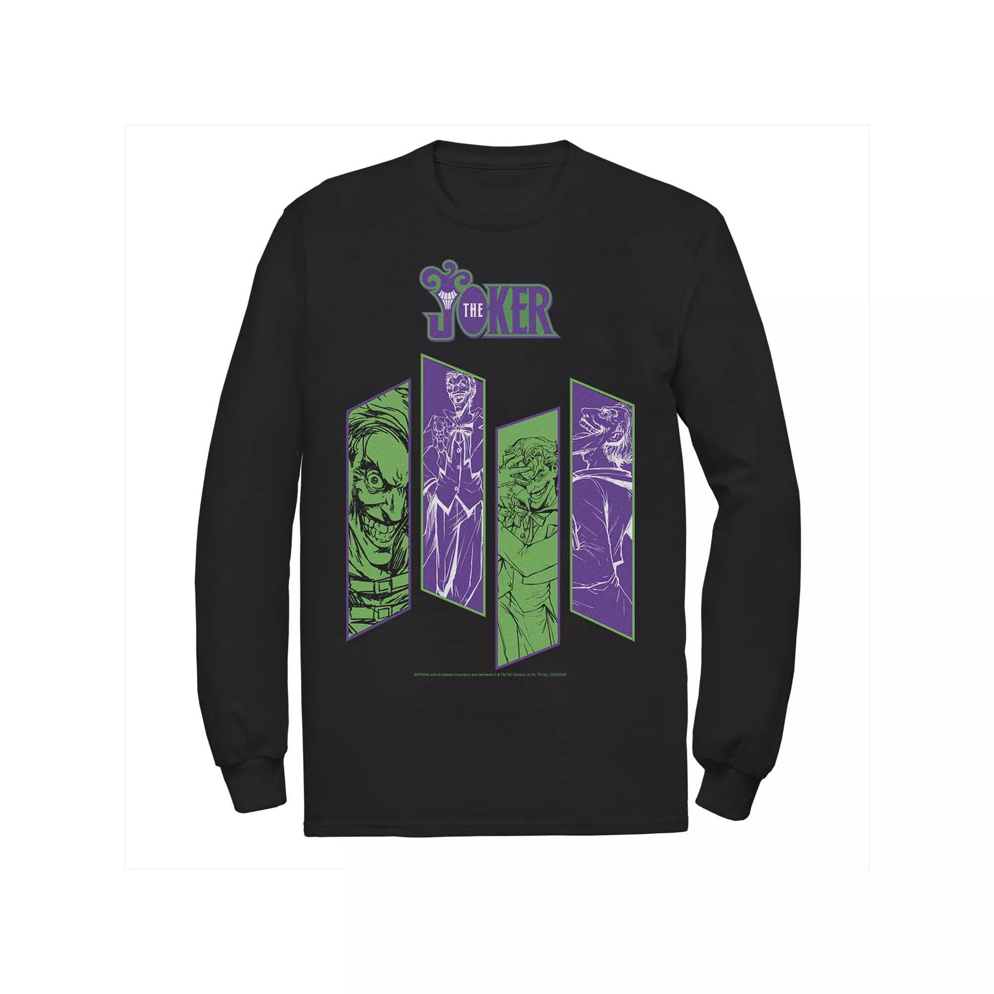 Men's DC Comics The Joker Portrait Panels Long Sleeve Graphic Tee, Size: Medium, Black Product Image