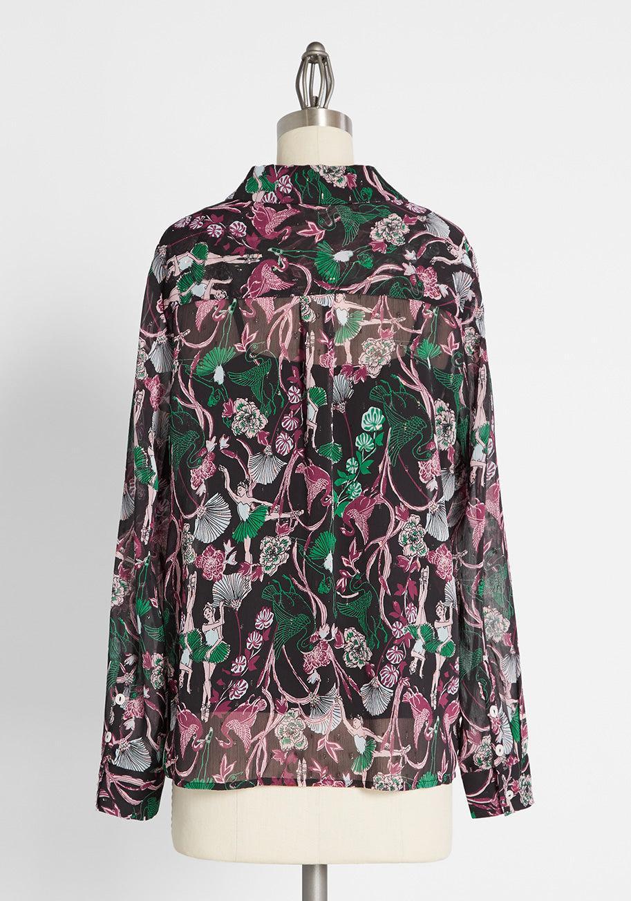 Swan Lake Soiree Button-Up Shirt Product Image