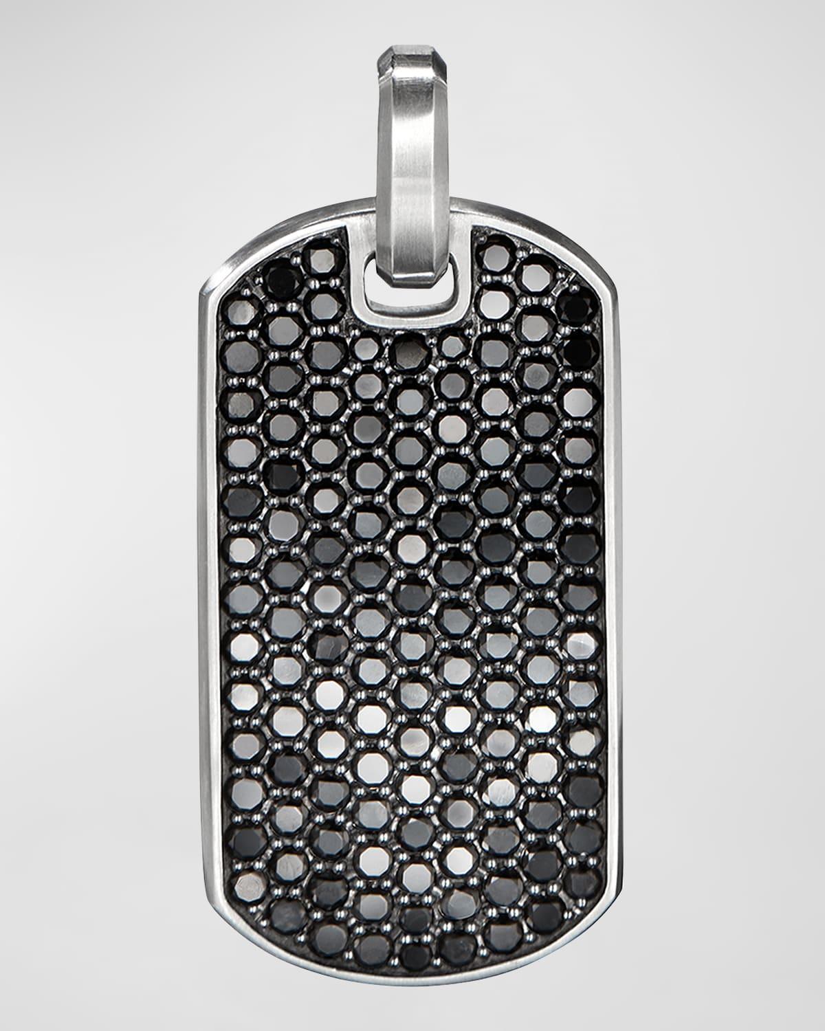 David Yurman Mens Chevron Tag in Sterling Silver with Black Diamonds, 35mm Product Image