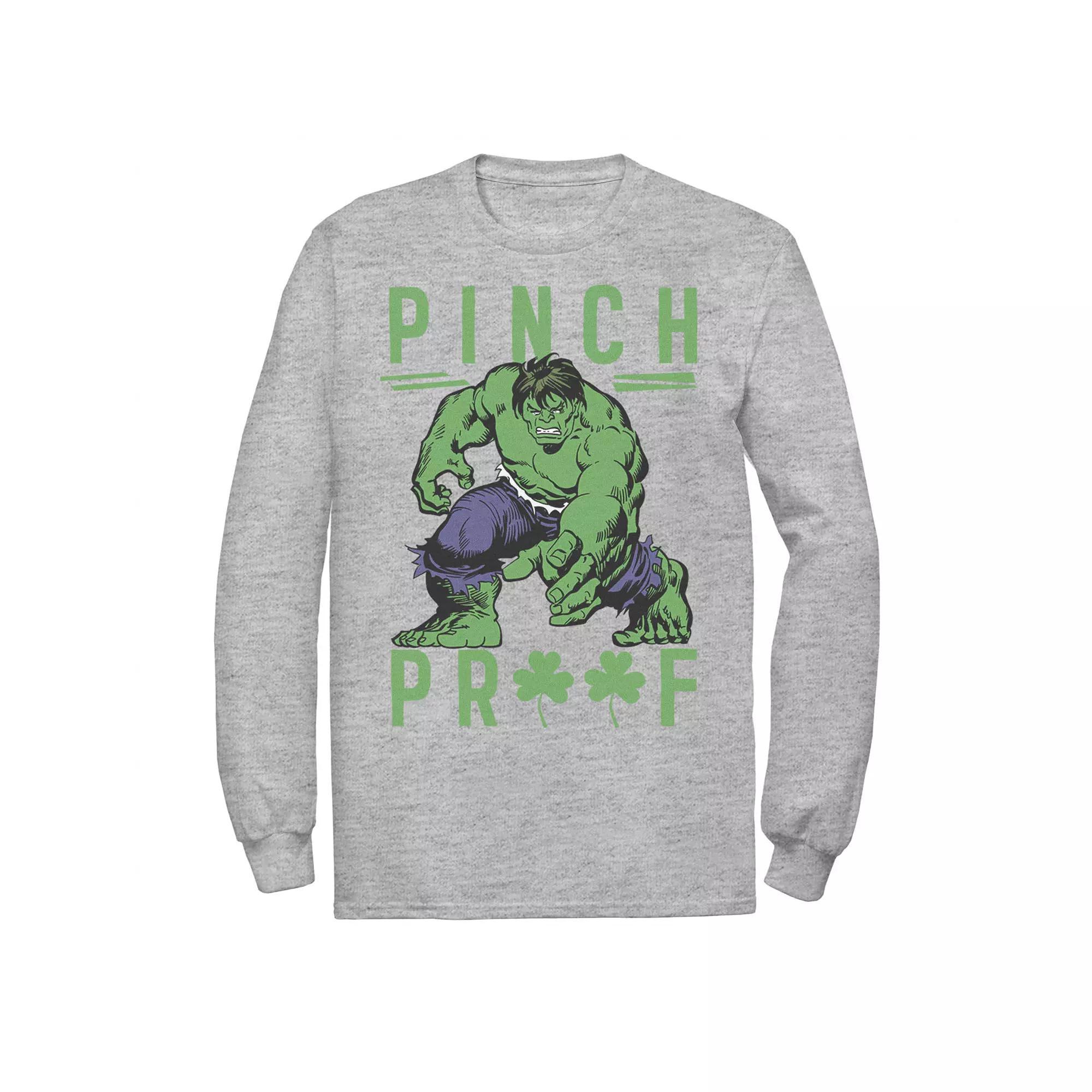 Mens Marvel St. Pattys Vintage Hulk Pinch Proof Tee Athletic Grey Product Image