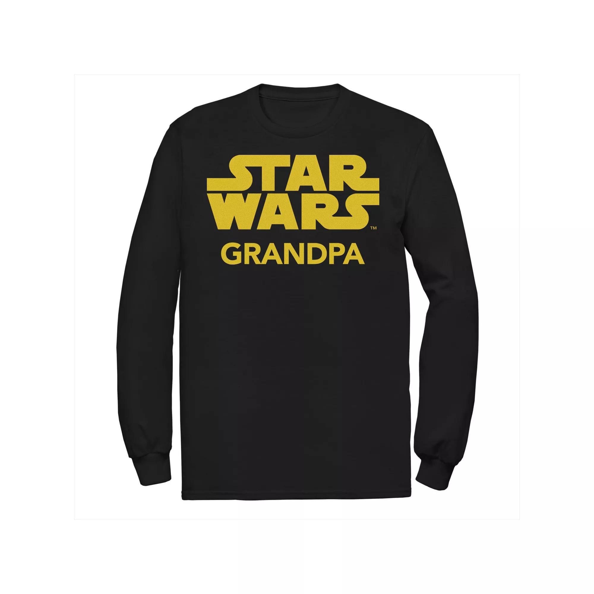 Men's Star Wars Grandpa Classic Title Logo Long Sleeve Graphic Tee, Size: 5XL, Black Product Image