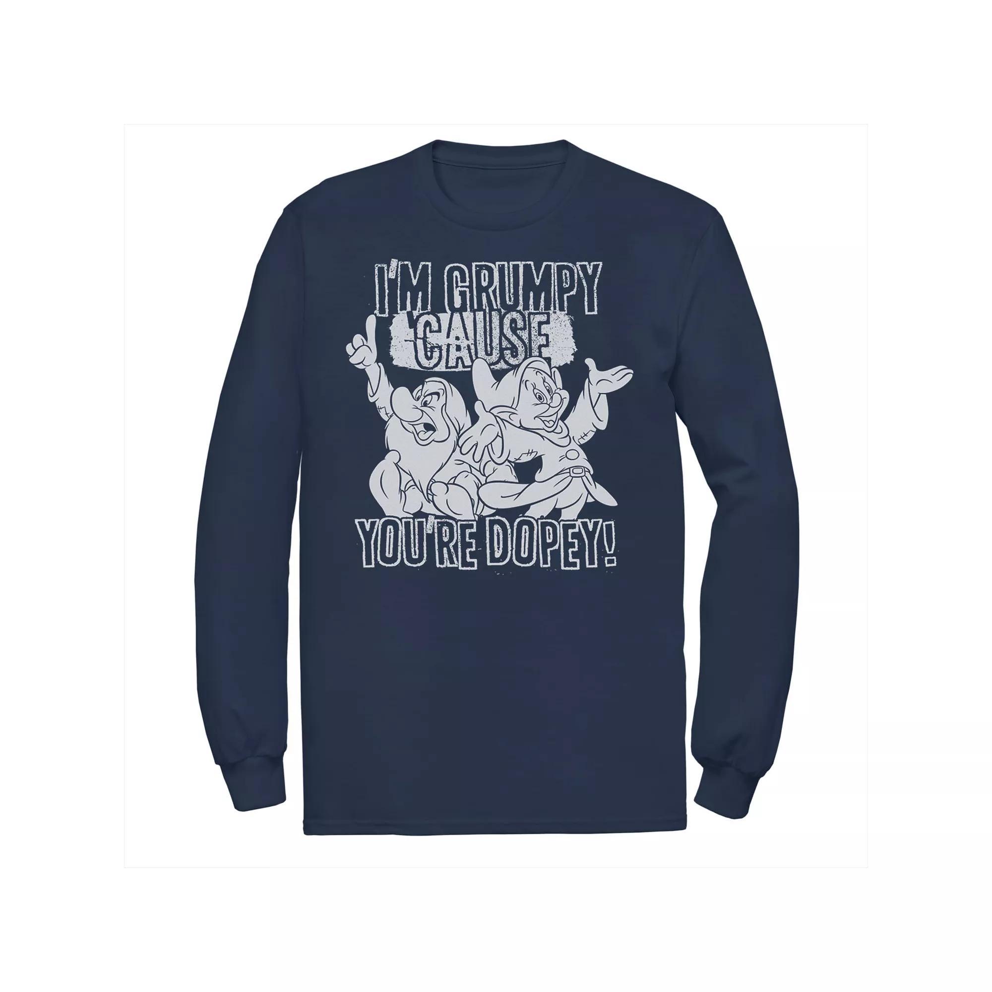 Men's Disney Snow White Grumpy Cause You're Dopey Long Sleeve Tee, Size: Small, Blue Product Image