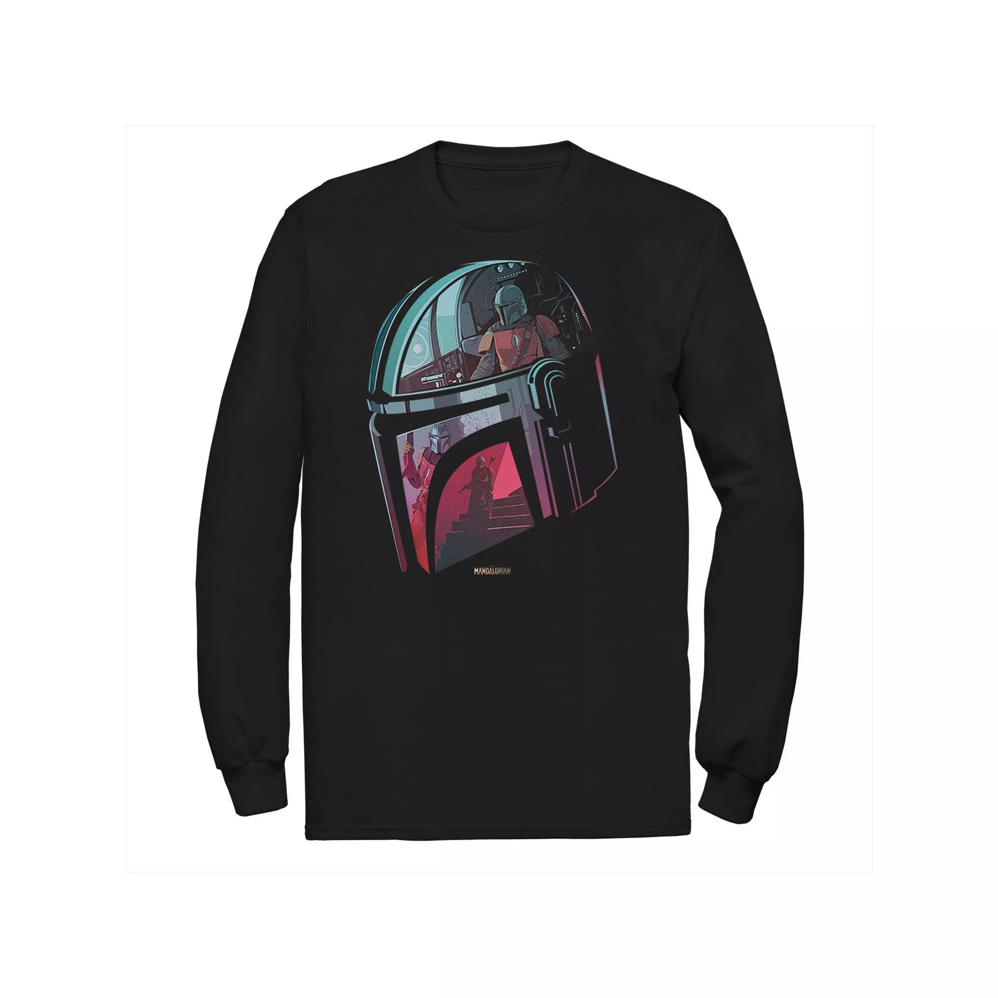 Big & Tall The Mandalorian Helmet Reflection Long Sleeve Graphic Tee, Men's, Size: 3XL, Black Product Image