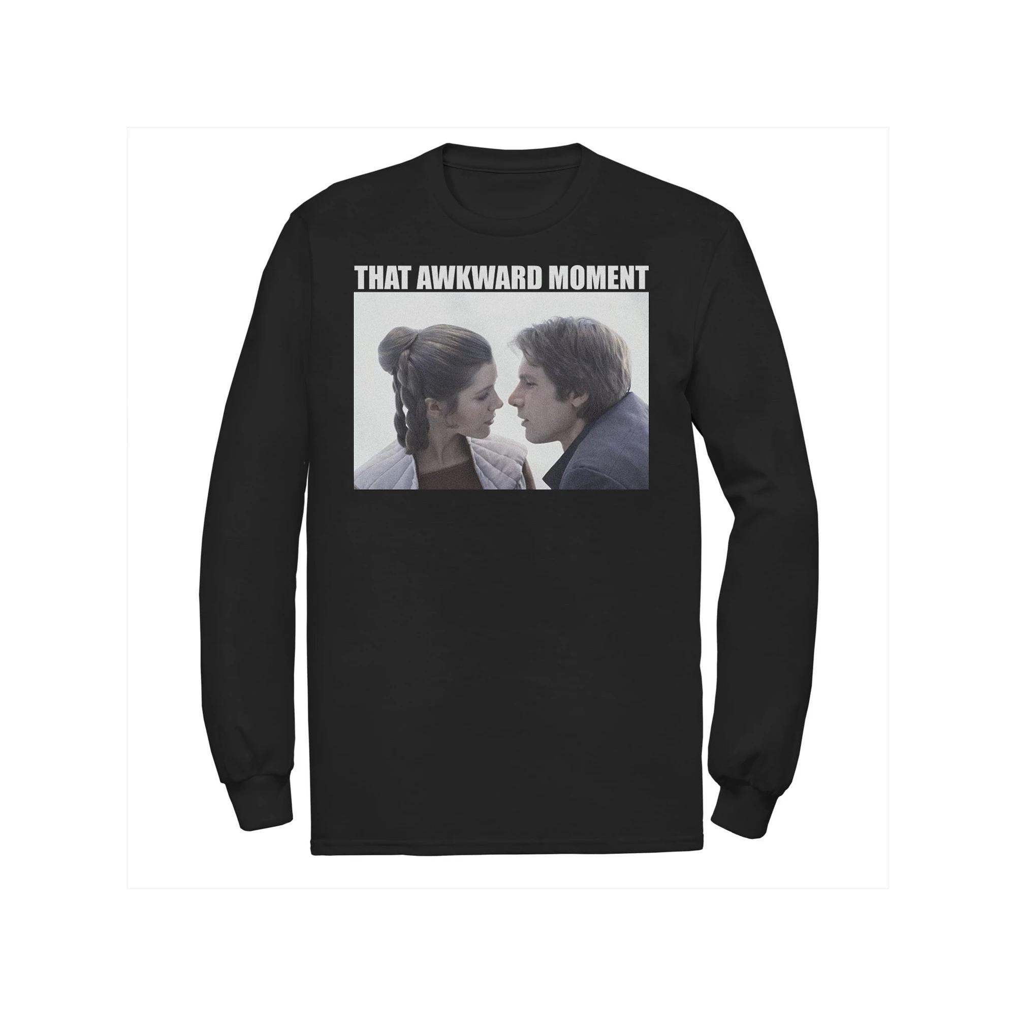 Men's Star Wars Han Solo & Princess Leia That Awkward Moment Tee, Size: Large, Black Product Image
