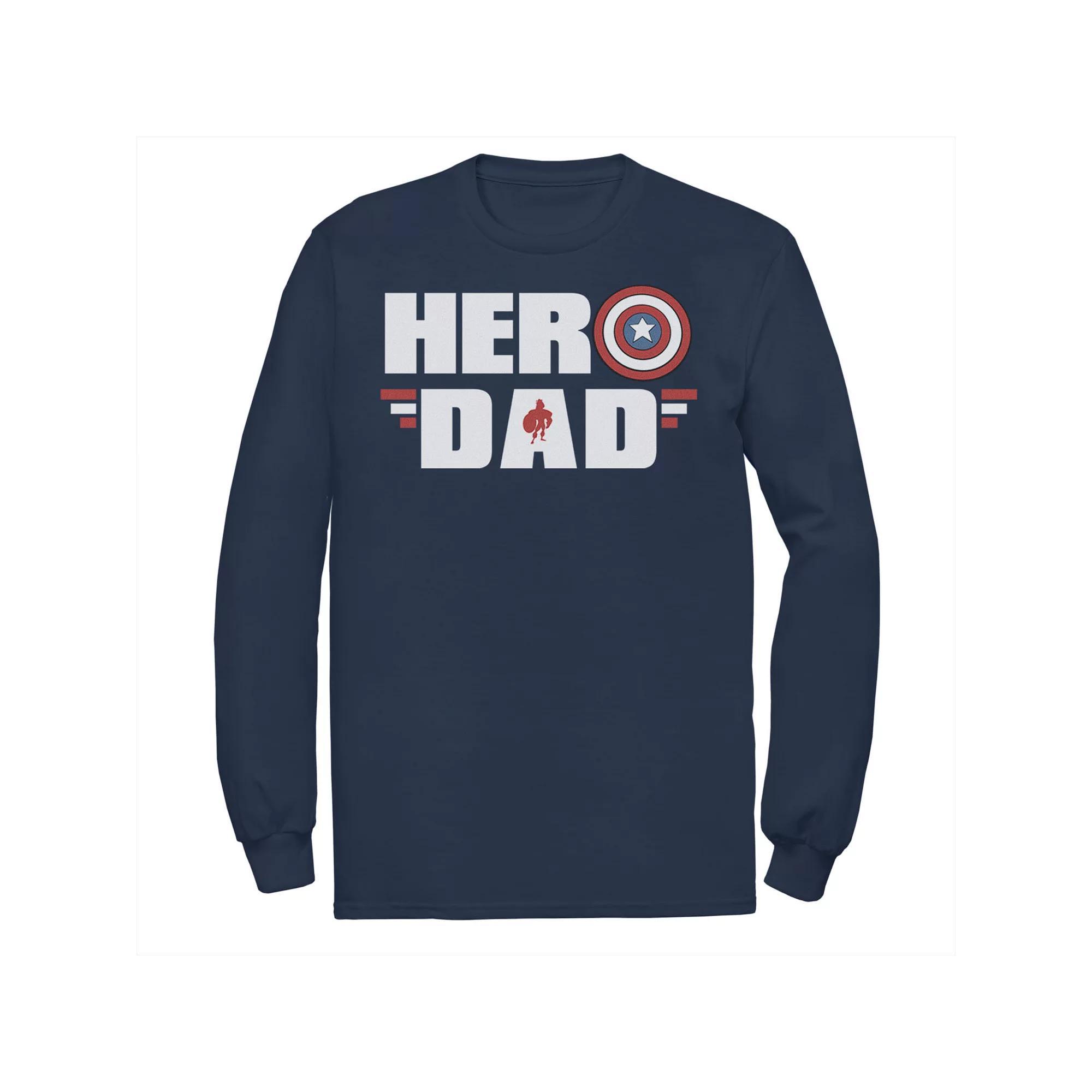 Men's Marvel Father's Day Captain America Shield Hero Dad Logo Tee, Size: Small, Blue Product Image