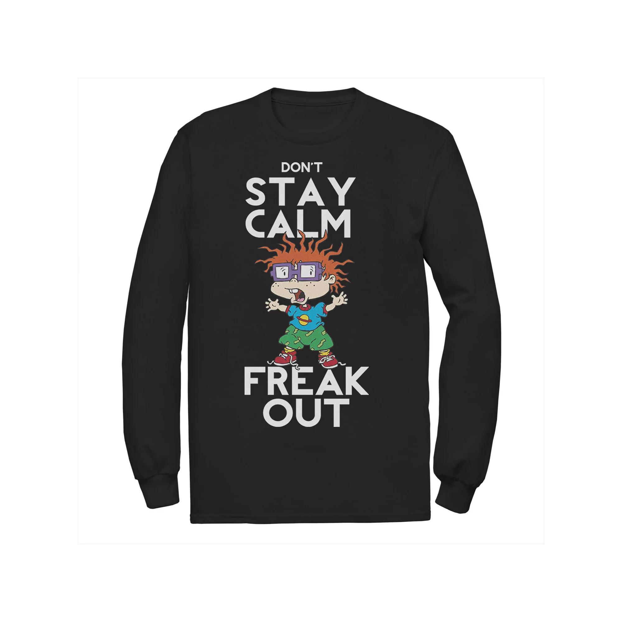 Men's Nickelodeon Rugrats Chuckie Don't Stay Calm Freak Out Long Sleeve Graphic Tee, Size: Large, Black Product Image