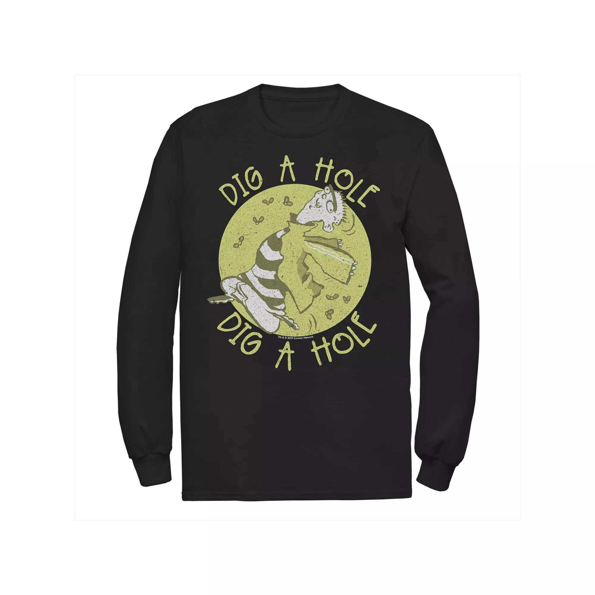 Men's CN Ed Edd N Eddy Dig A Hole Long Sleeve Tee, Size: Large, Black Product Image