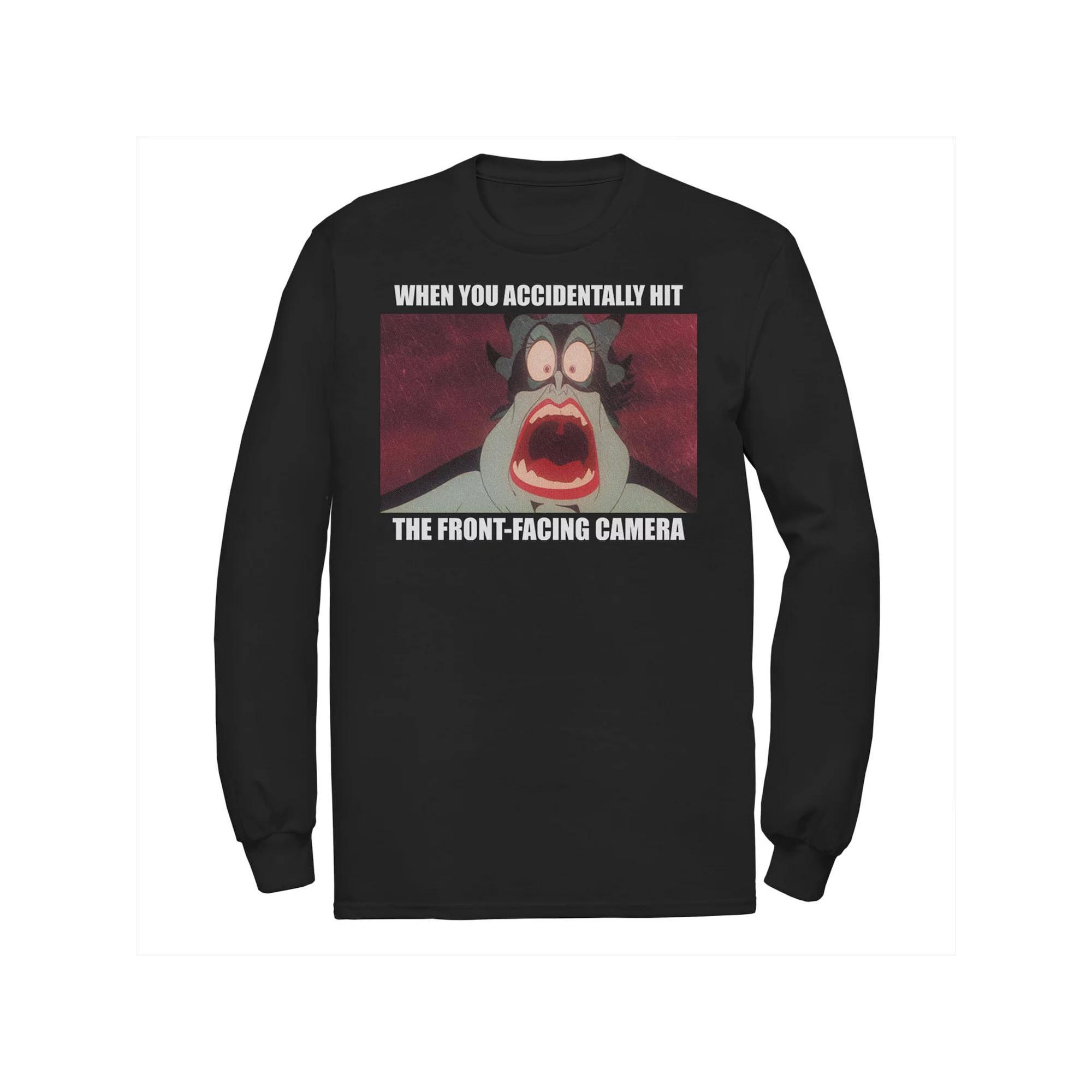 Disney's The Little Mermaid Ursula Men's Front-Facing Camera Meme Long Sleeve Tee, Size: Large, Black Product Image