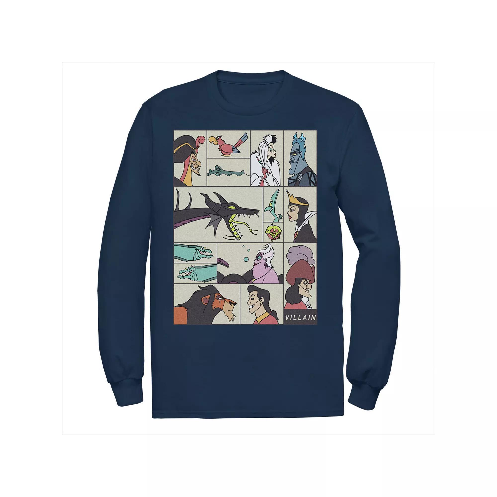Men's Disney Villains Art Collage Tee, Size: Large, Blue Product Image