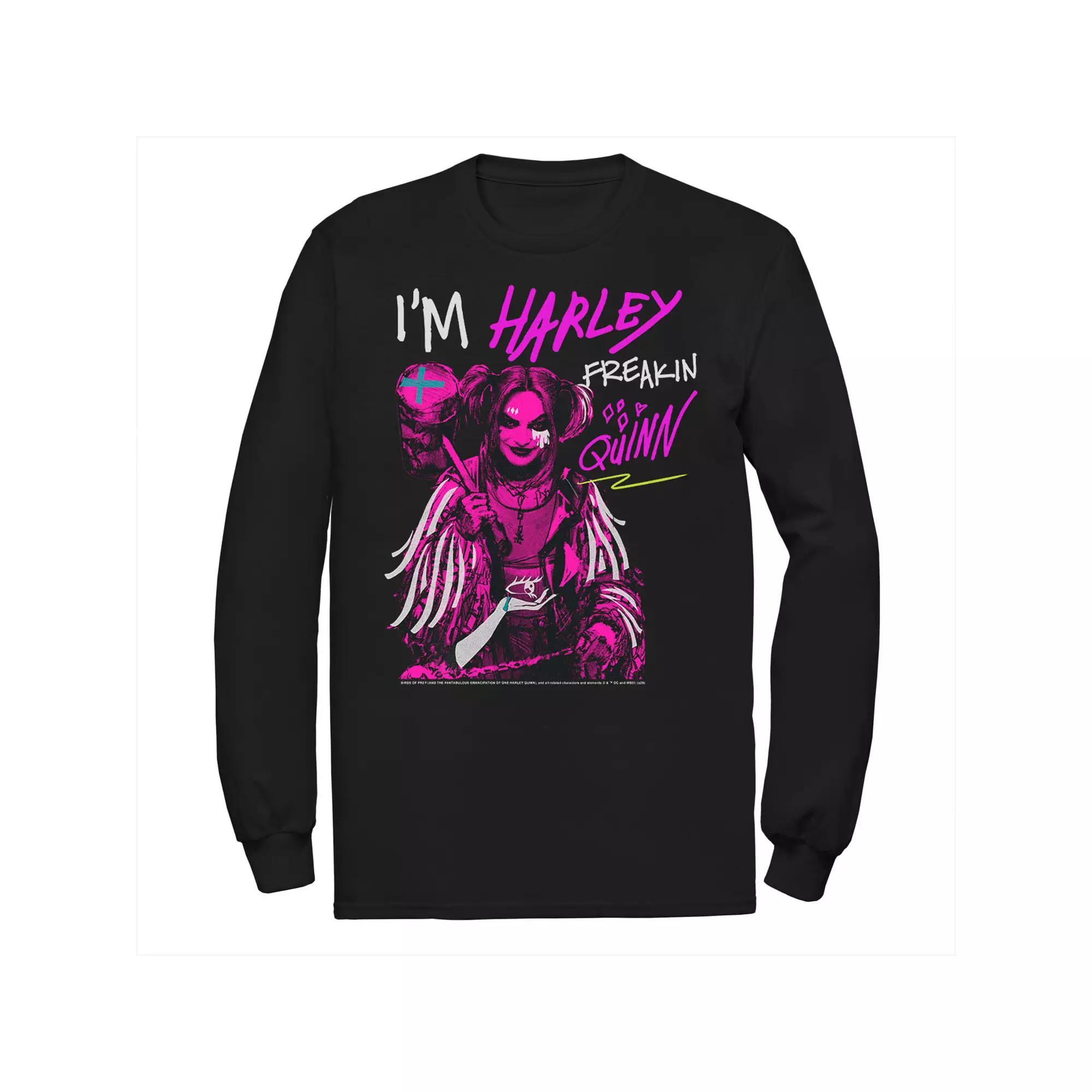 Men's Birds Of Prey I'm Harley Freakin' Quinn Long Sleeve Tee, Size: 3XL, Black Product Image