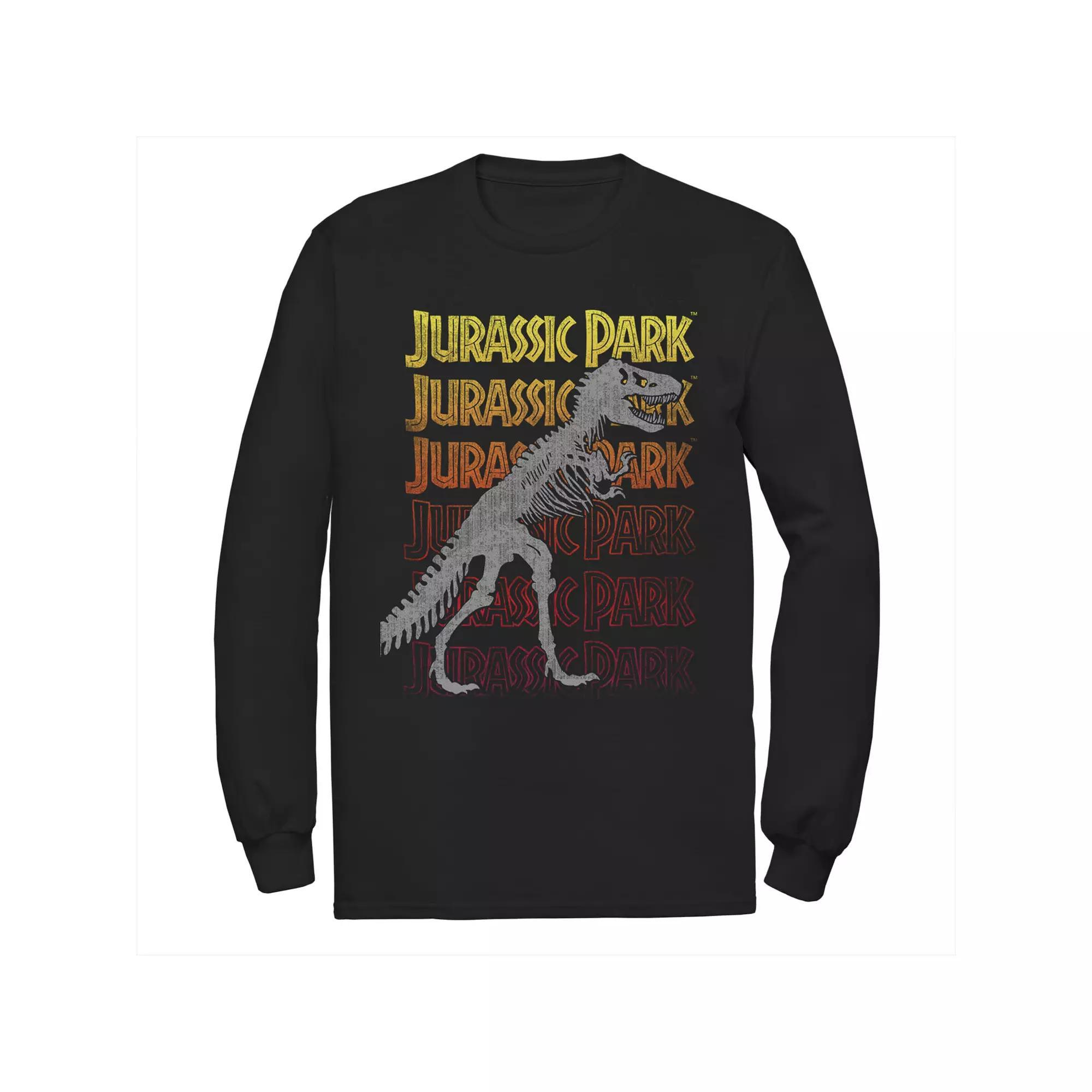 Men's Jurassic Park T-rex Skeleton Over Gradient Text Tee, Size: Large, Black Product Image