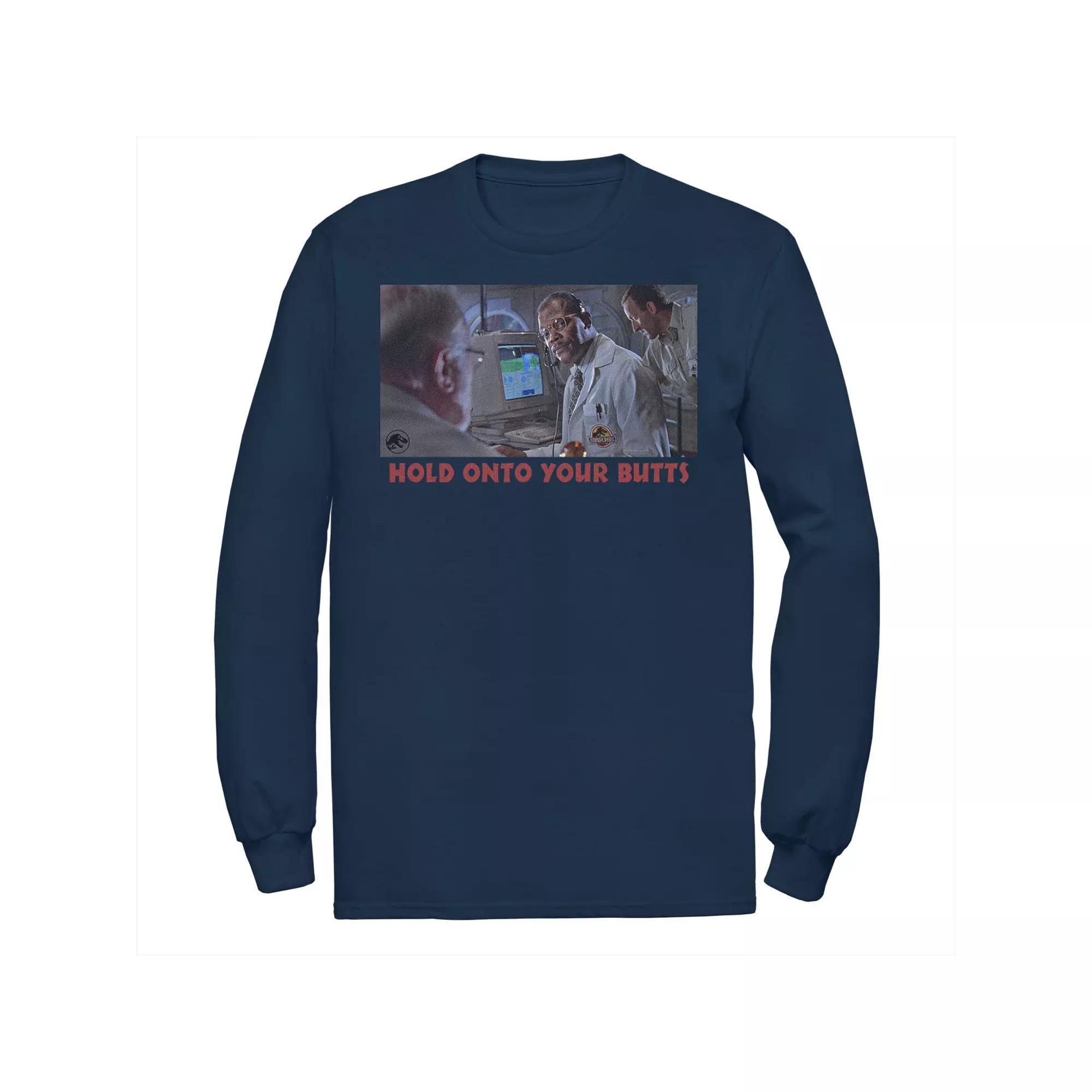 Men's Jurassic Park Doctor Ray Arnold Hold Onto Your Butts Photo Tee, Size: Large, Black Product Image