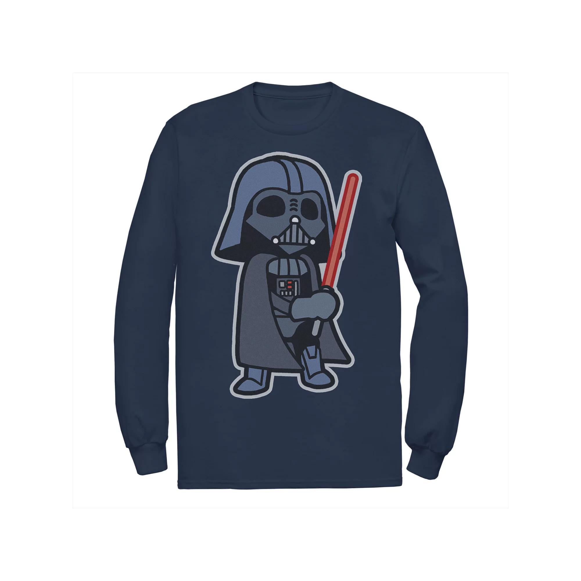 Mens Star Wars Darth Vader Saber Cute Cartoon Tee Blue Product Image