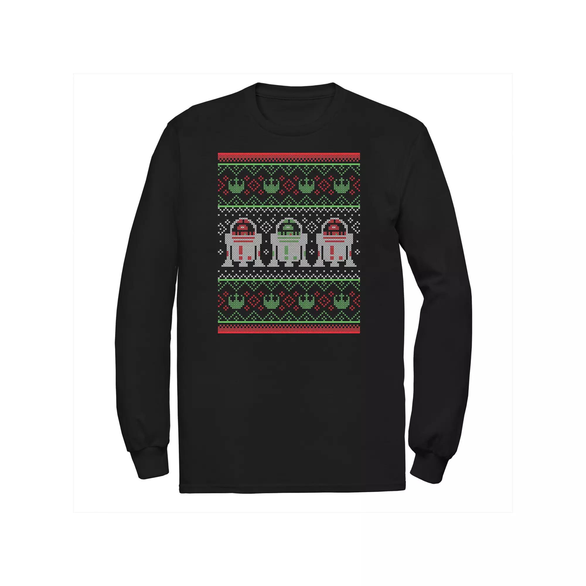 Men's Star Wars R2-D2 Ugly Christmas Sweater Rebel Tee, Size: Small, Black Product Image