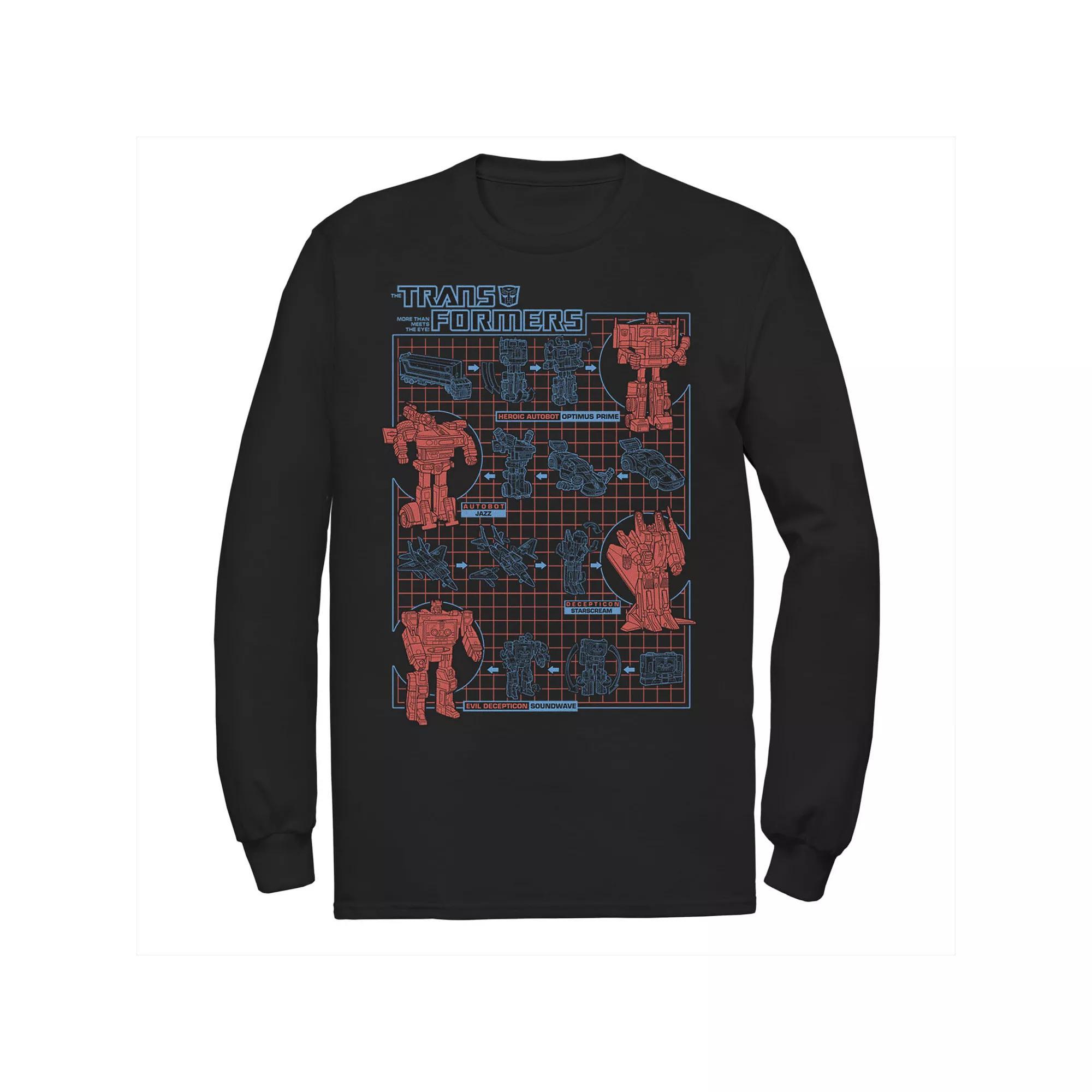 Men's Transformers How To Transform Schematic Tee, Size: Medium, Black Product Image