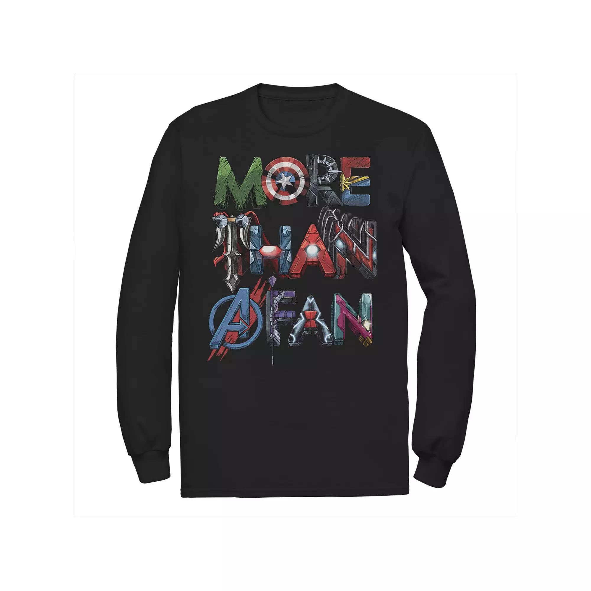 Men's Marvel More Than A Fan Character Letter Text Word Stack Tee, Size: Small, Black Product Image
