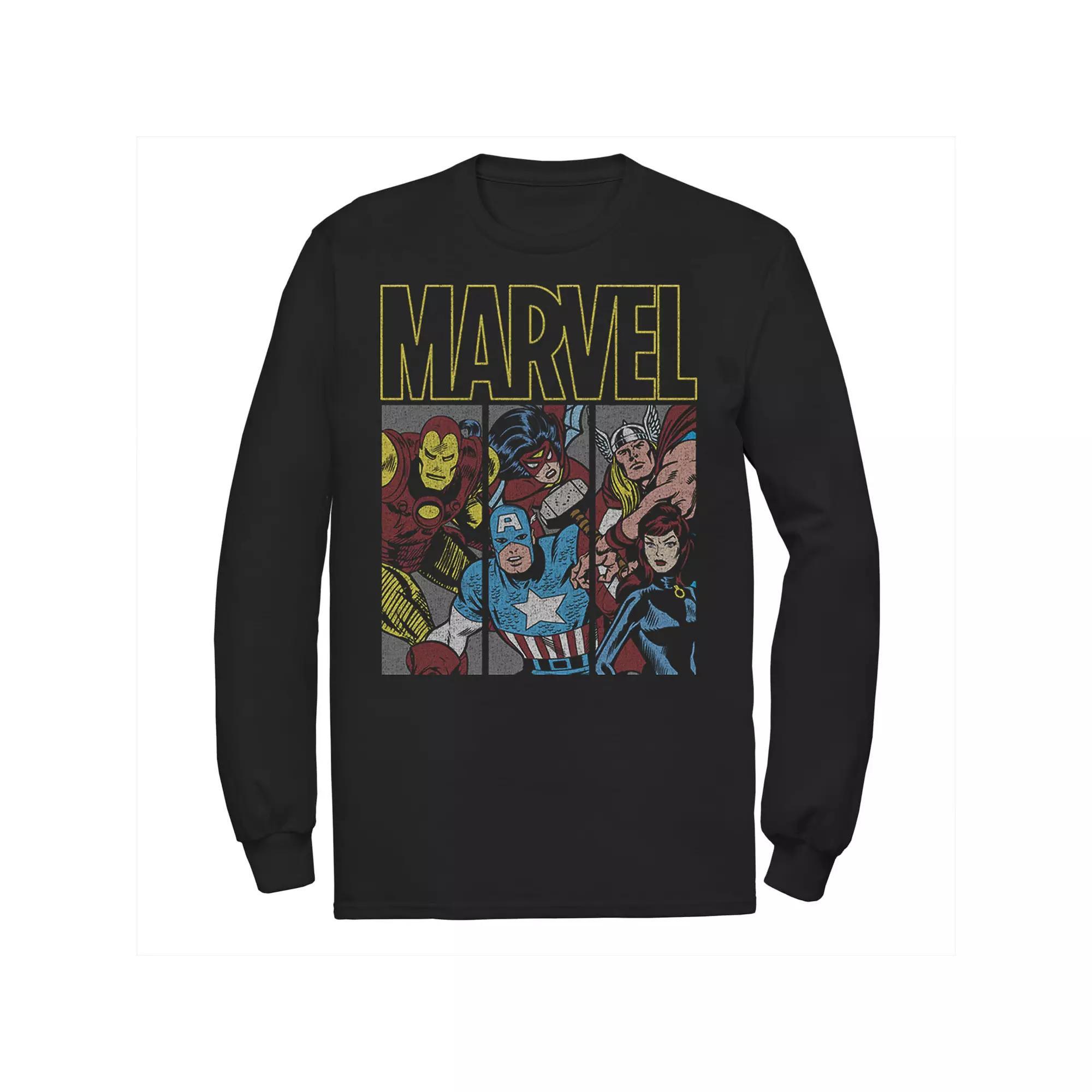 Men's Marvel Classic Avengers Panel Graphic Tee, Size: Large, Black Product Image