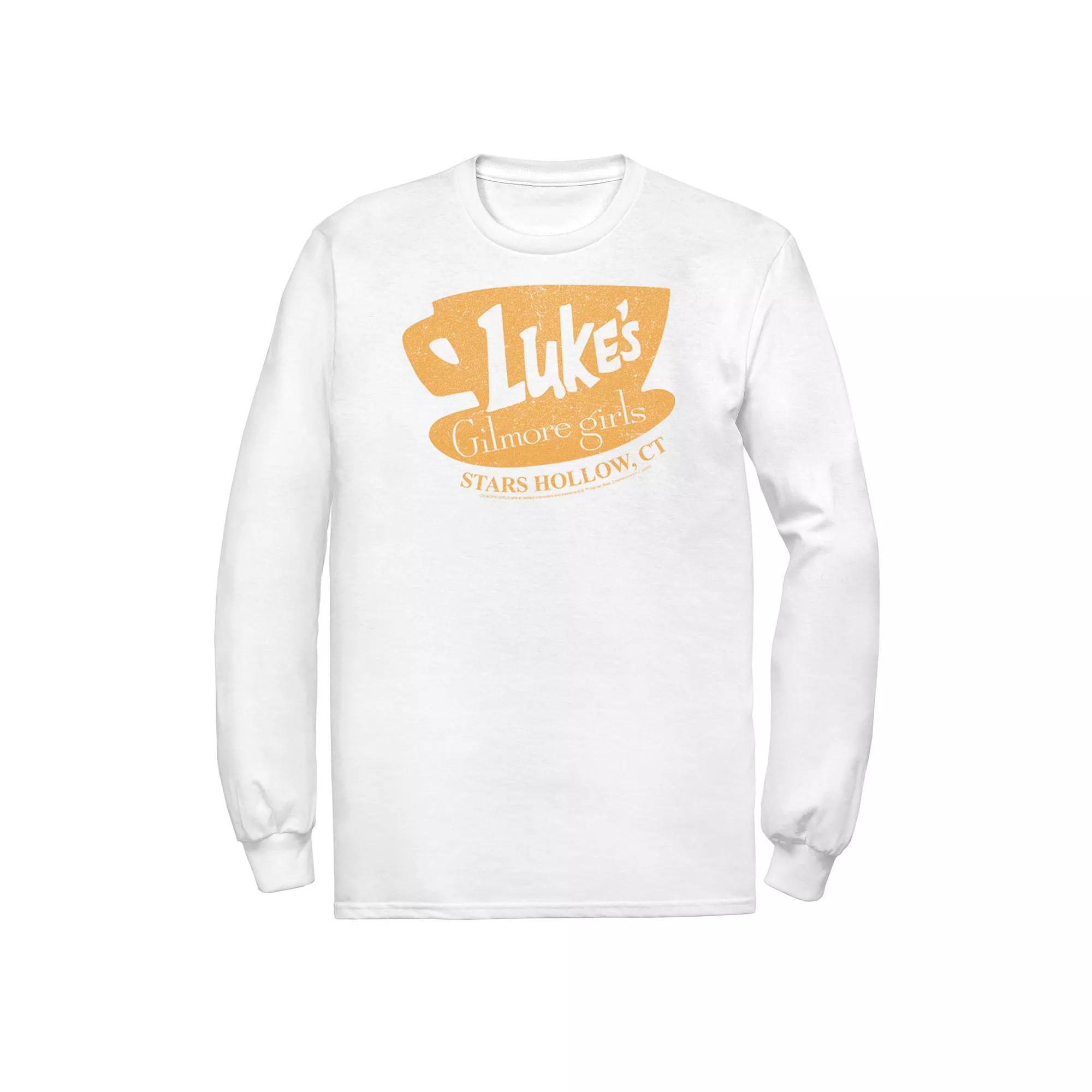 Men's Gilmore Girls Luke's Stars Hollow, CT Distressed Sign Tee, Size: Medium, White Product Image