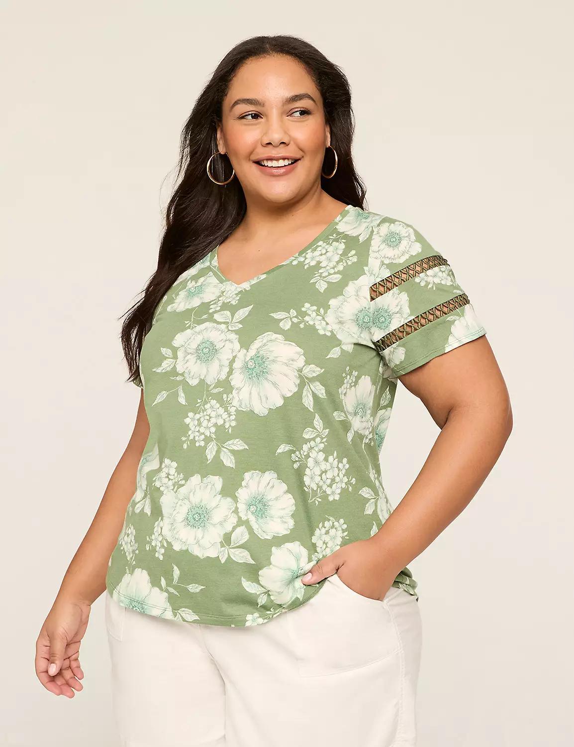 Crochet-Detail V-Neck Top Product Image