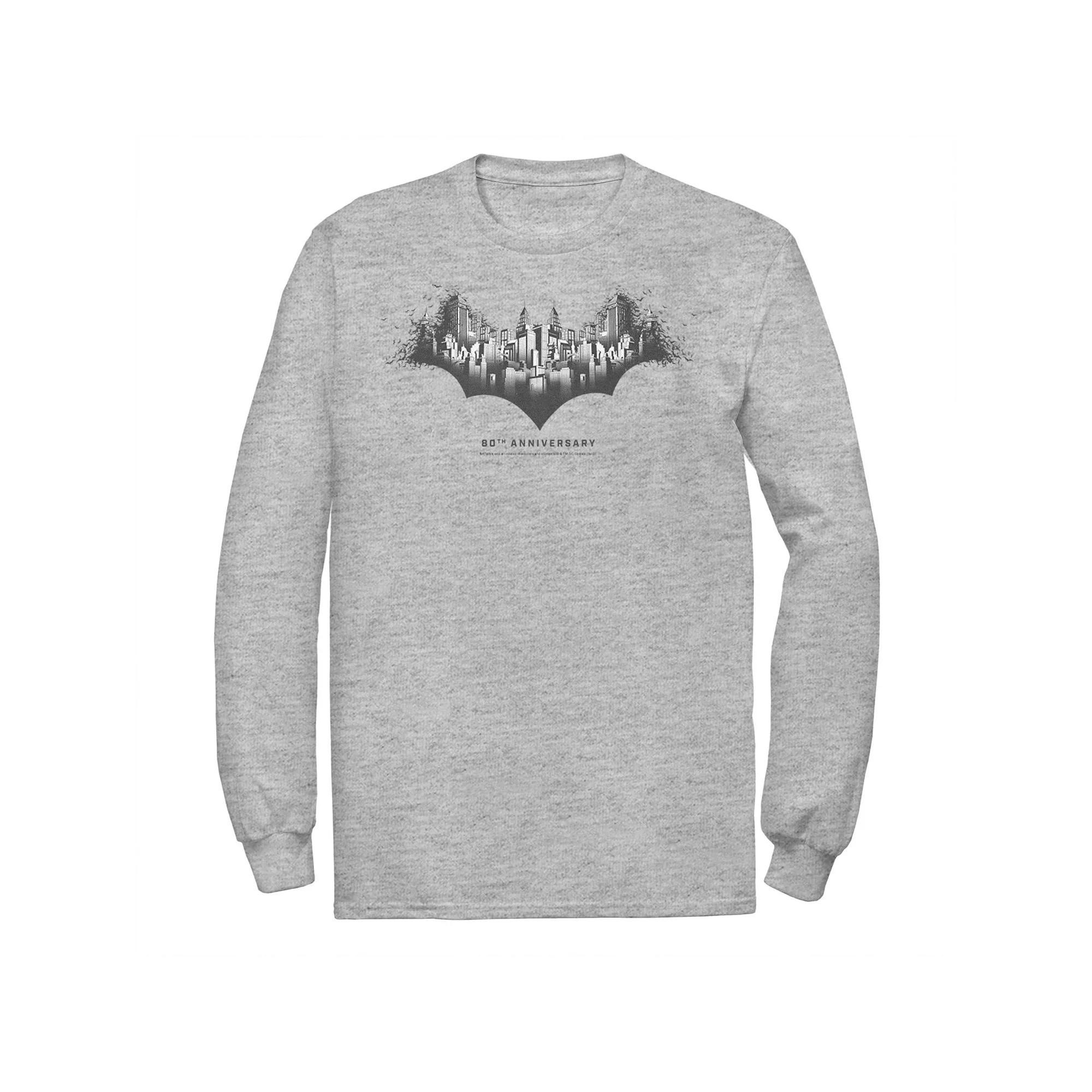 Men's DC Comics Batman Skyline Logo Tee, Size: Small, Athletic Grey Product Image