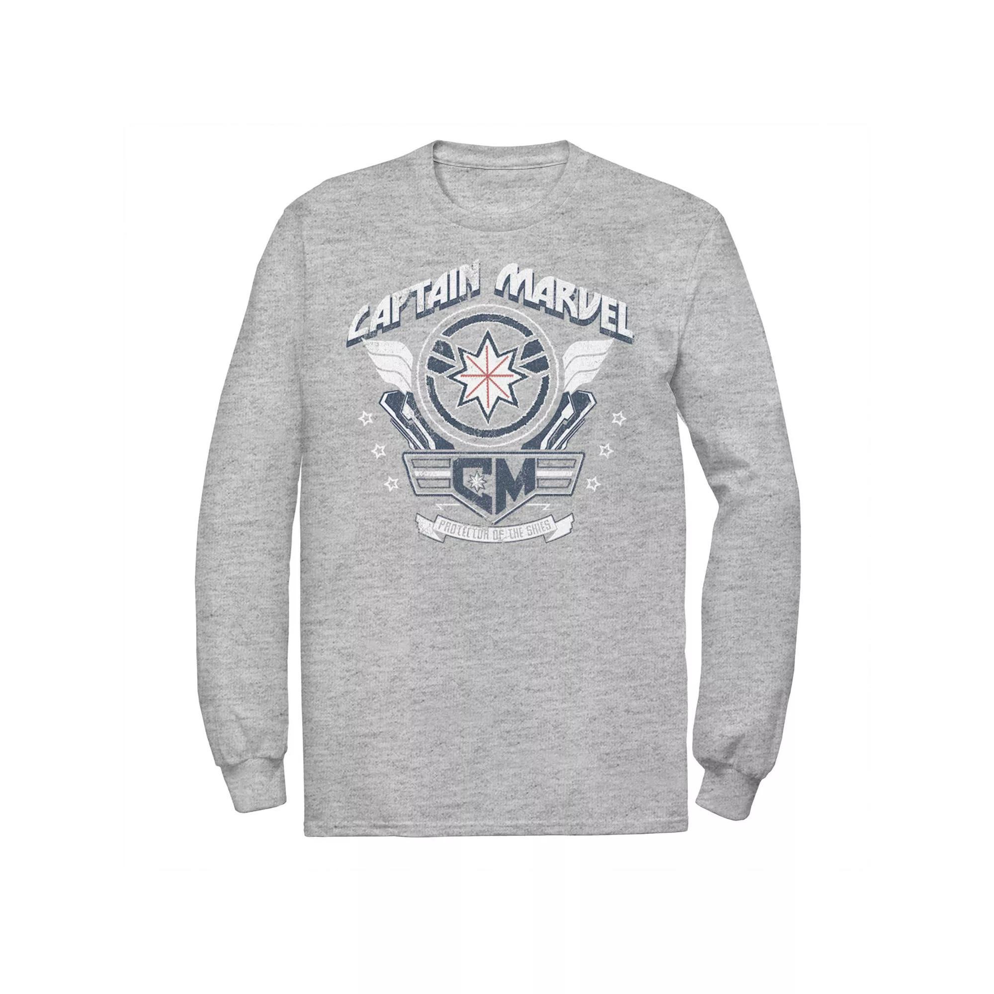 Men's Marvel Marvel Captain Marvel Shield Plaque Logo Tee, Size: Large, Athletic Grey Product Image