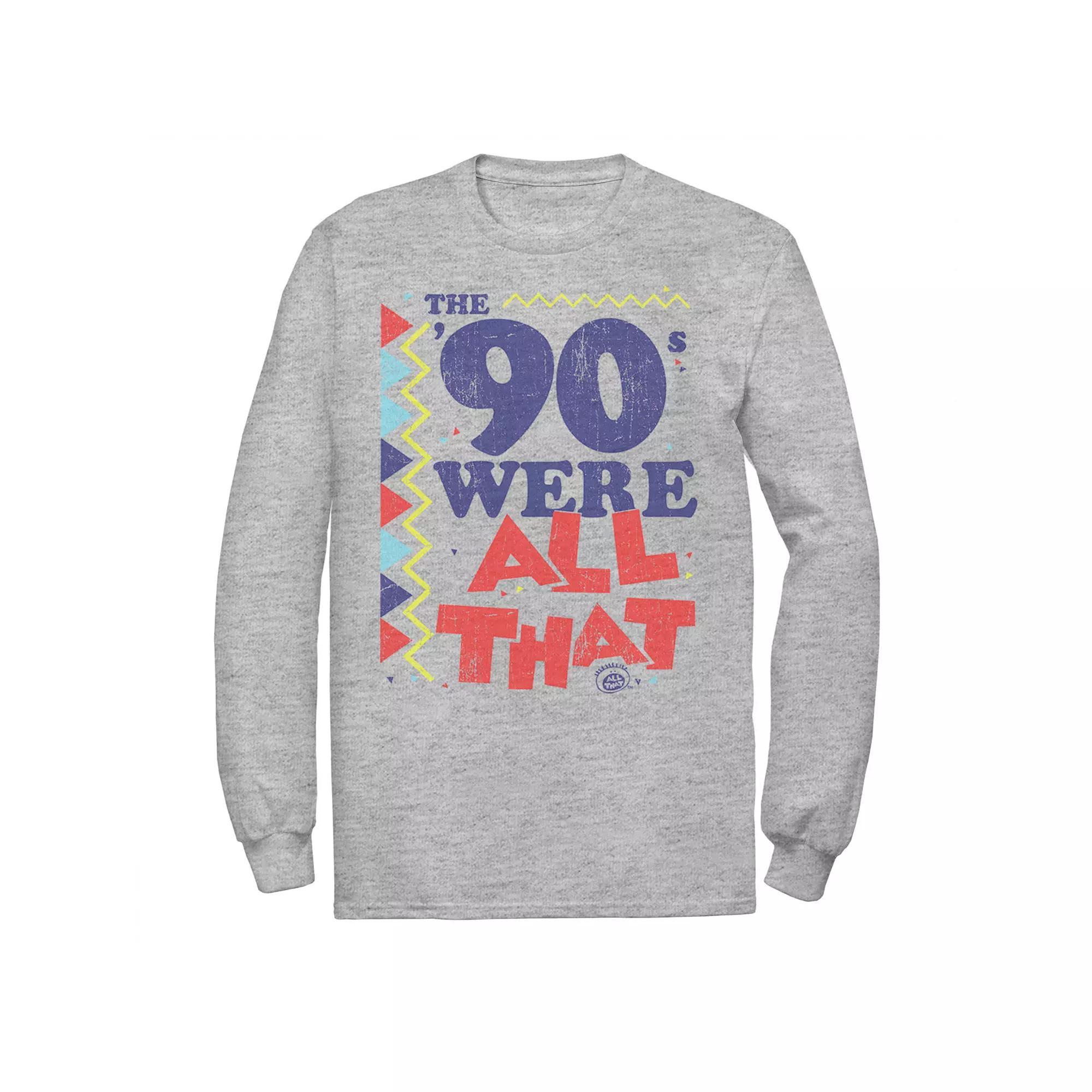Men's Nickelodeon All That The Nineties Were Retro Poster Long Sleeve Graphic Tee, Size: 3XL, Athletic Grey Product Image