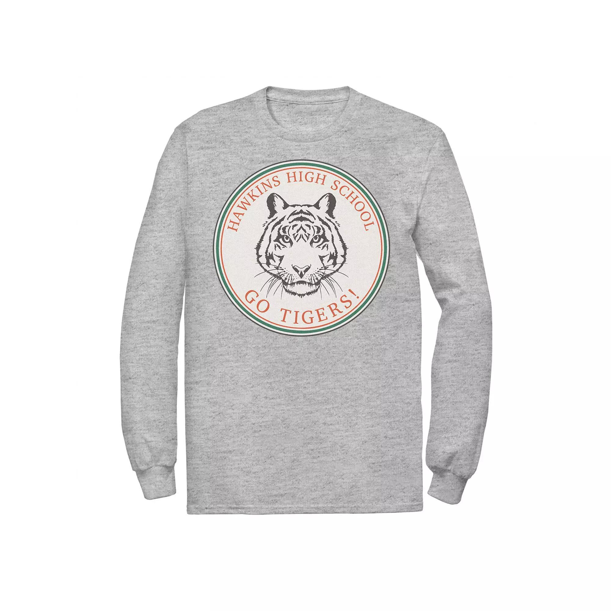 Men's Stranger Things Hawkins High School Go Tigers Logo Tee, Size: XL, Athletic Grey Product Image