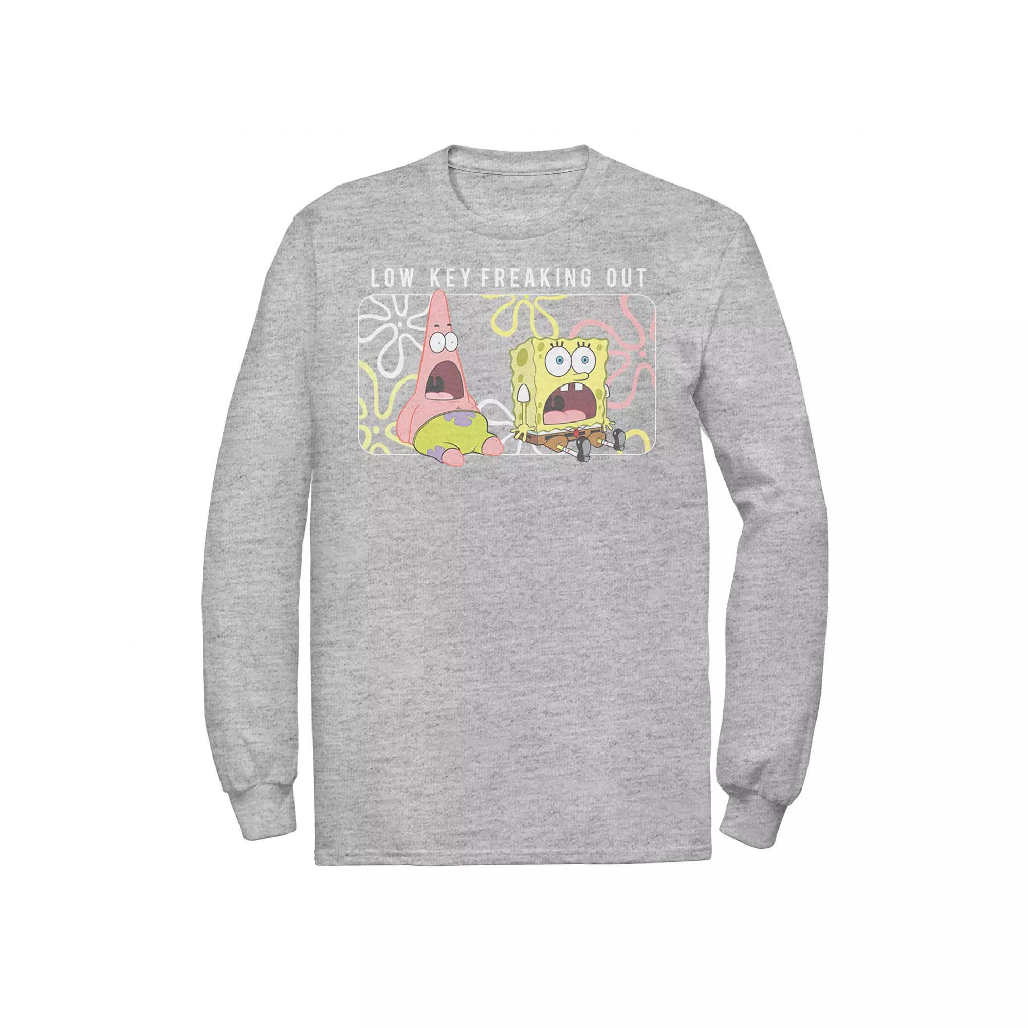 Men's Spongebob Patrick Low Key Freaking Out Tee, Size: Small, Athletic Grey Product Image