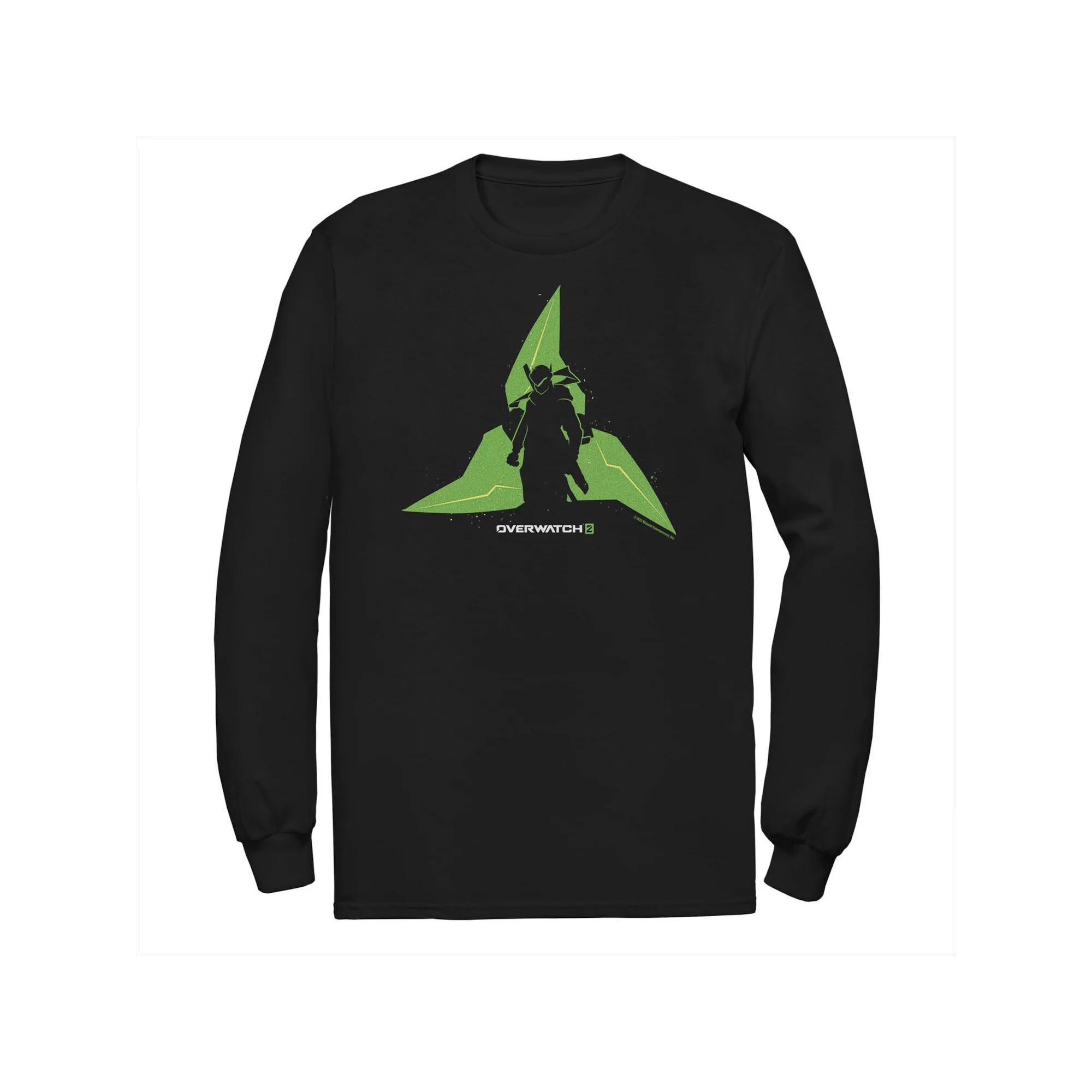Big & Tall Overwatch 2 Genji Shuriken Silhouette Long Sleeve Graphic Tee, Men's, Size: 3XL, Black Product Image