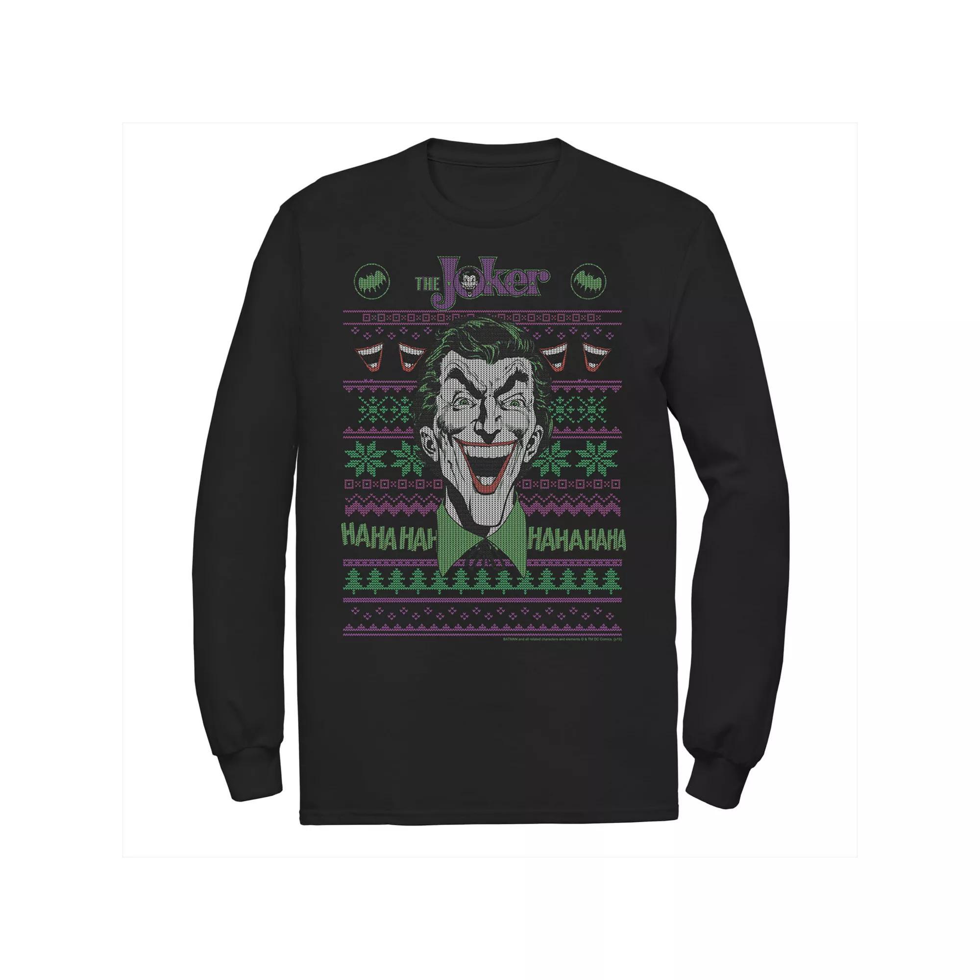 Men's Batman Joker Head Shot Knit Style Tee, Size: Small, Black Product Image