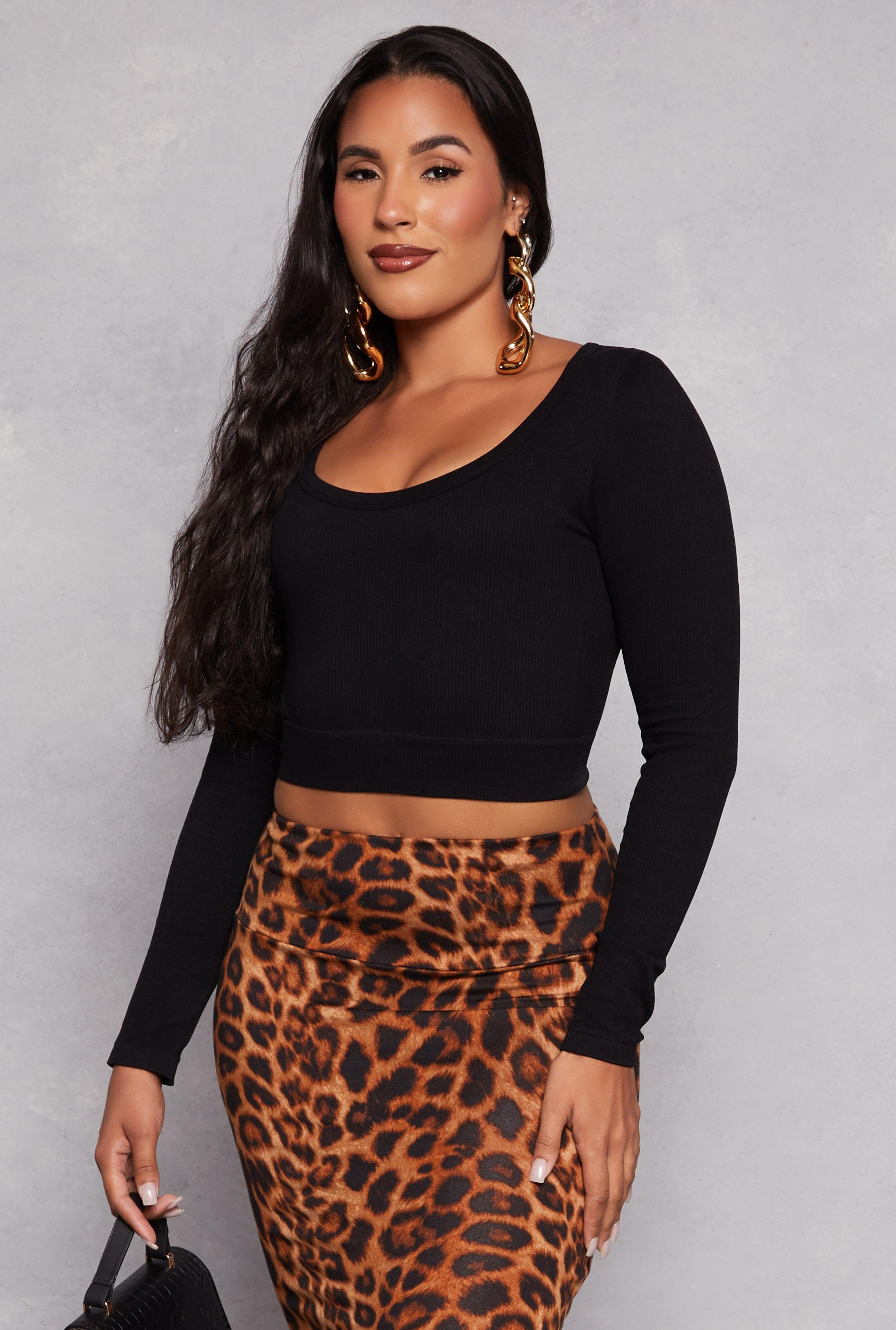 Womens Seamless Ribbed Scoop Neck Crop Top Product Image